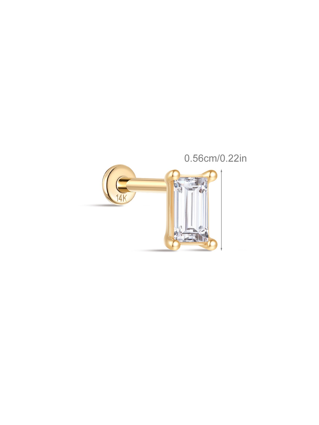925 Sterling Silver  Square Zirconia Ear Piercing Stud-aurivna