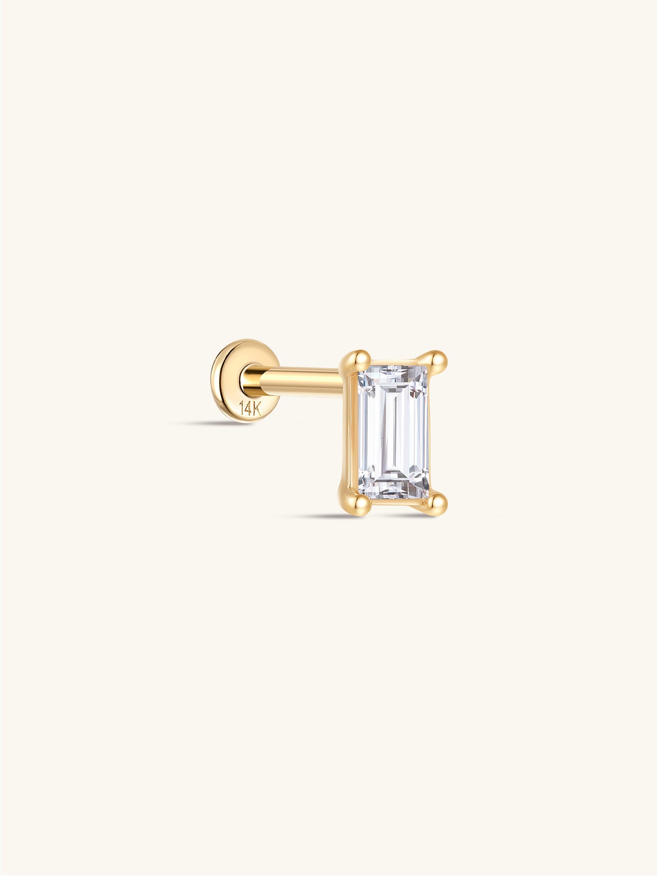 925 Sterling Silver  Square Zirconia Ear Piercing Stud-aurivna