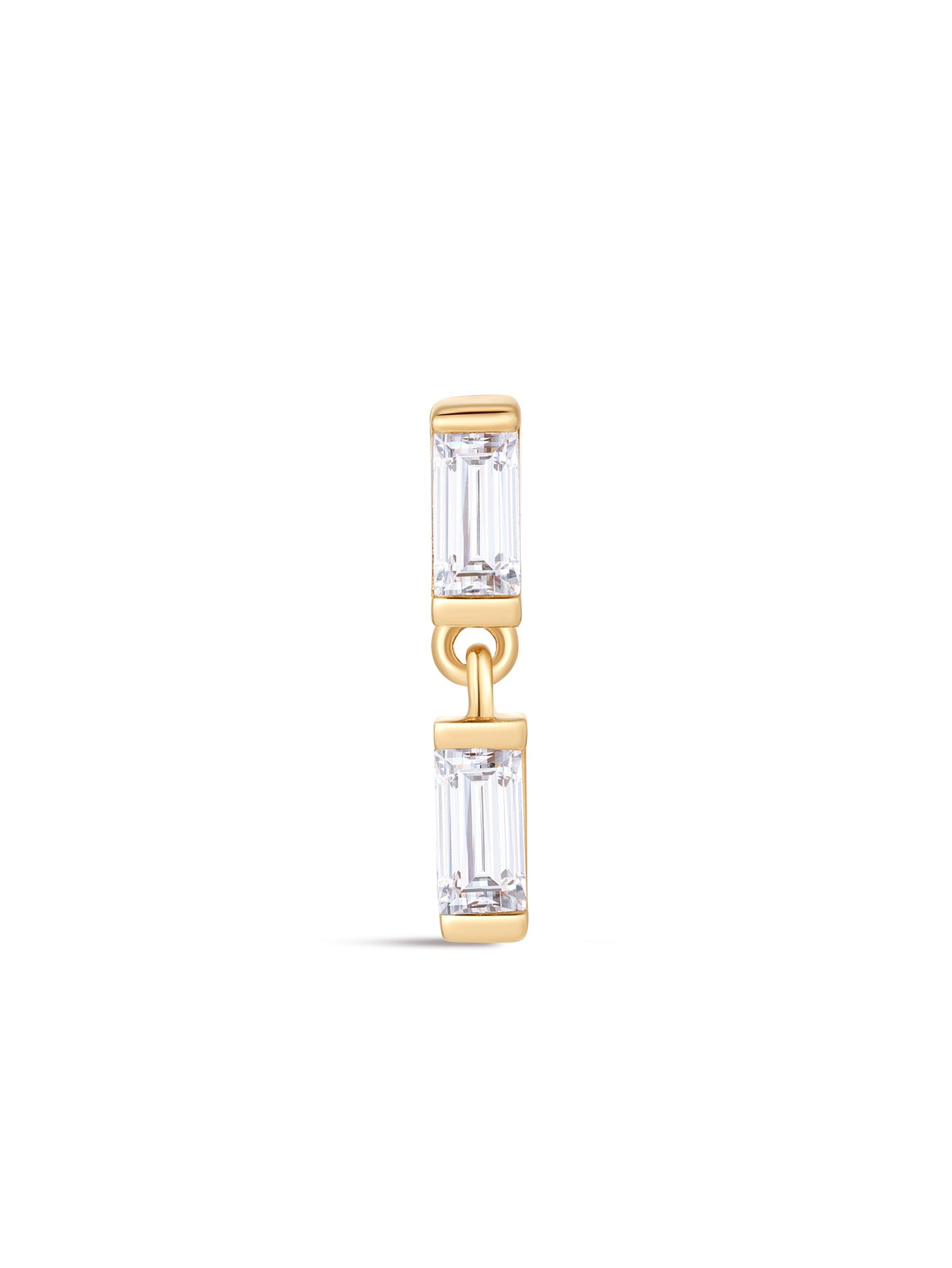 925 Sterling Silver Square Zirconia Pendant Ear Piercing Stud-aurivna