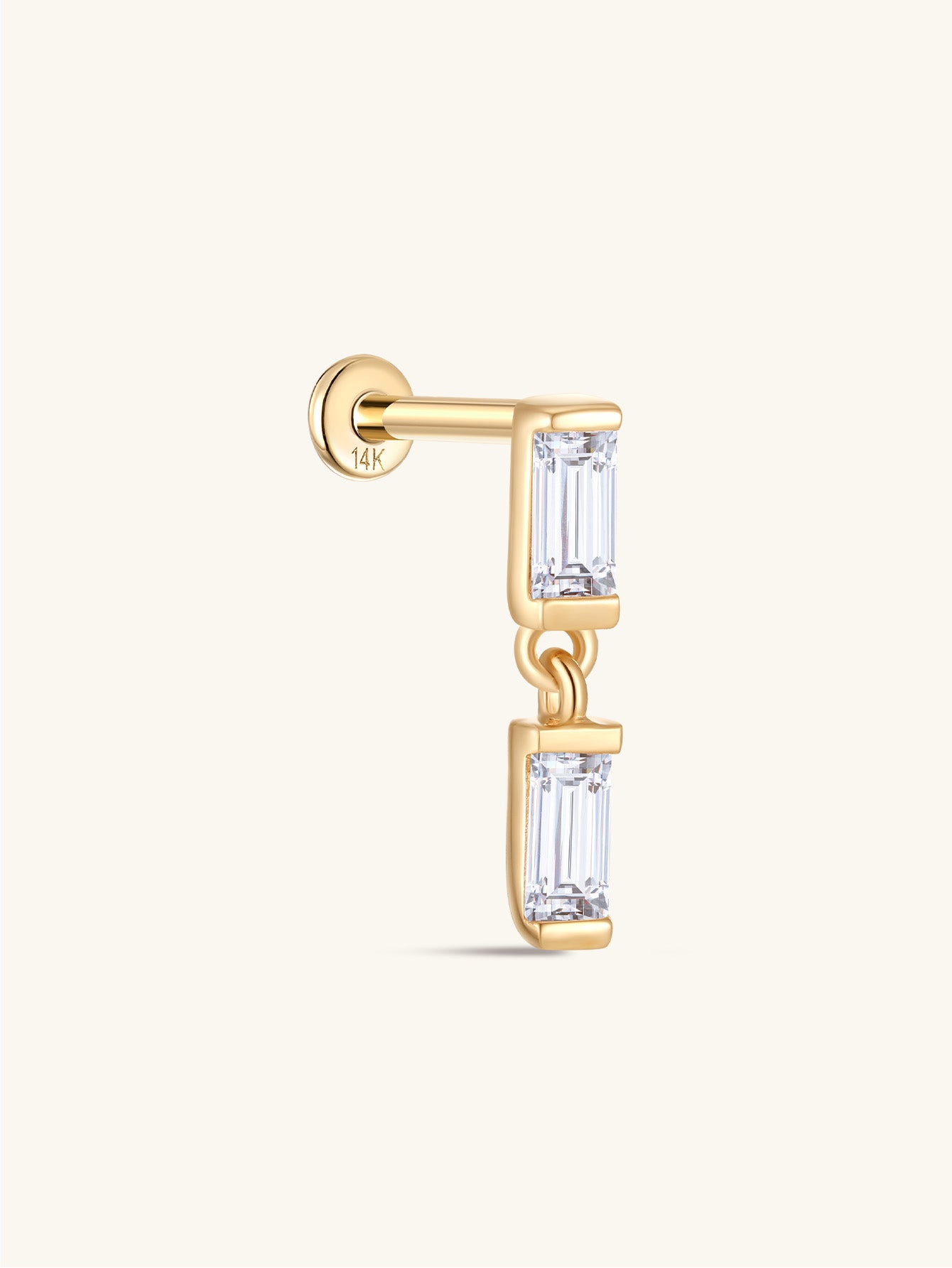 925 Sterling Silver Square Zirconia Pendant Ear Piercing Stud-aurivna