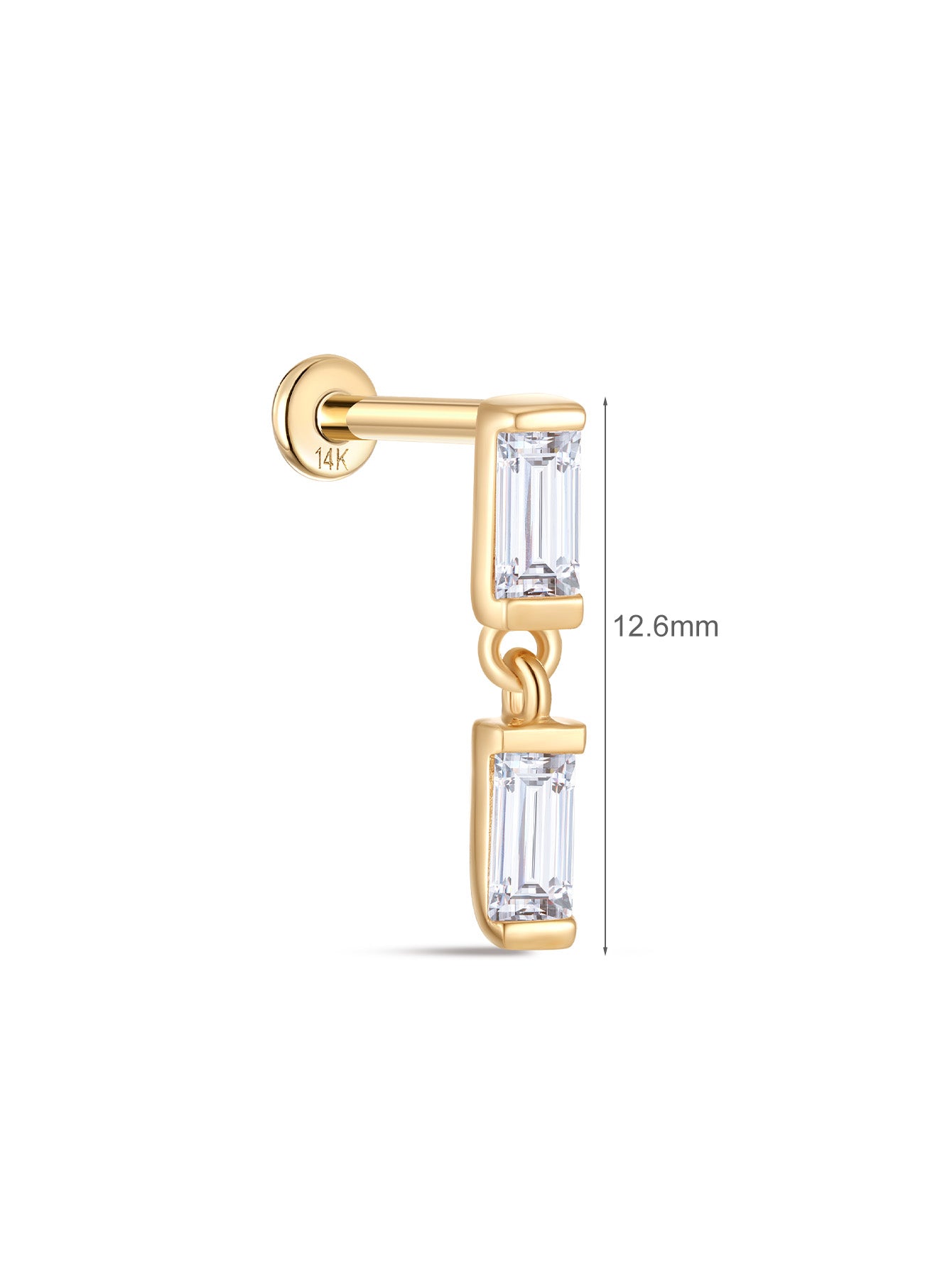 925 Sterling Silver Square Zirconia Pendant Ear Piercing Stud-aurivna