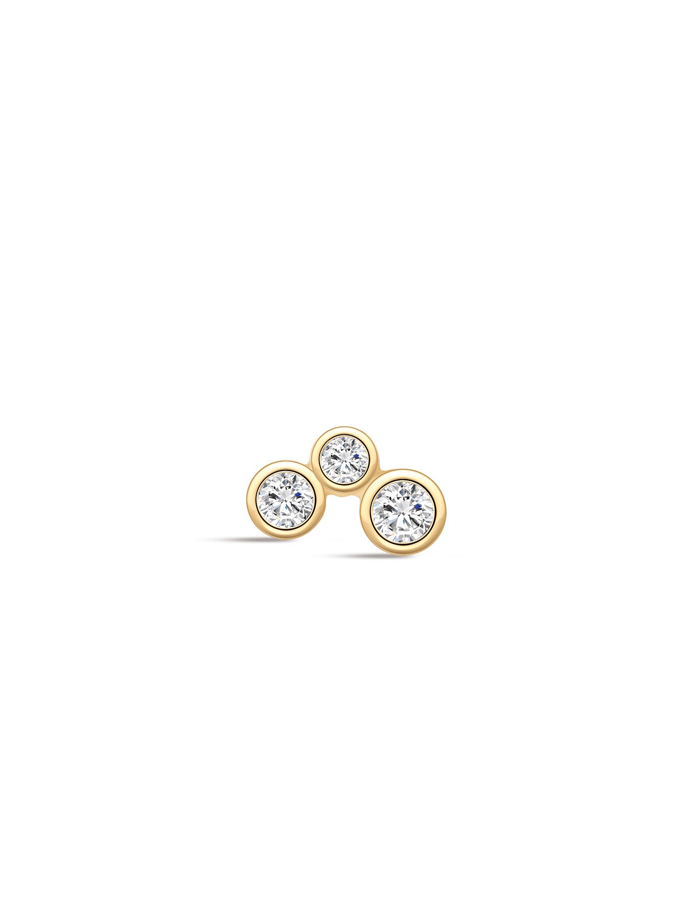 925 Sterling Silver  Bezel Zircon Ear Piercing Stud-aurivna