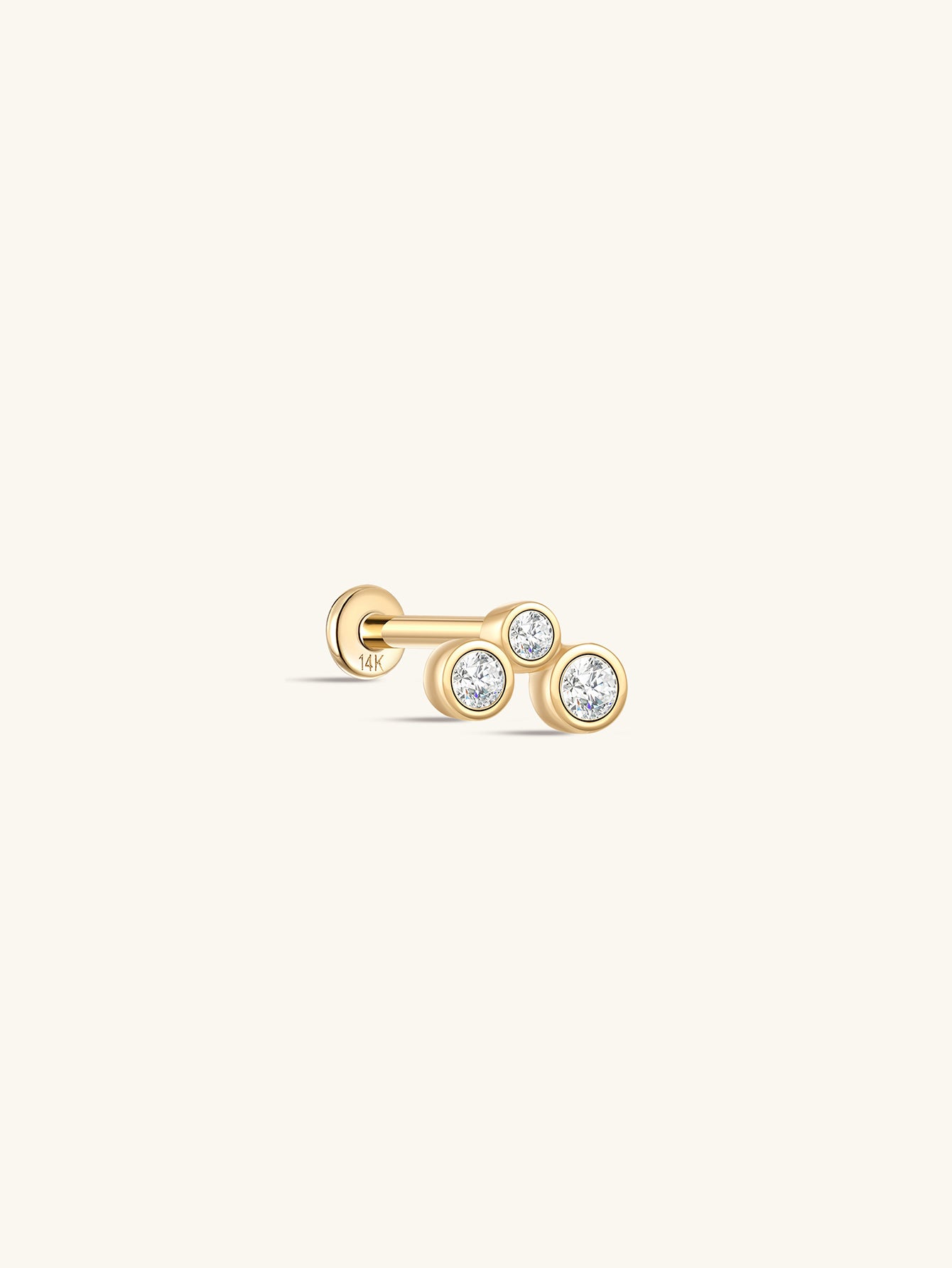 925 Sterling Silver  Bezel Zircon Ear Piercing Stud-aurivna