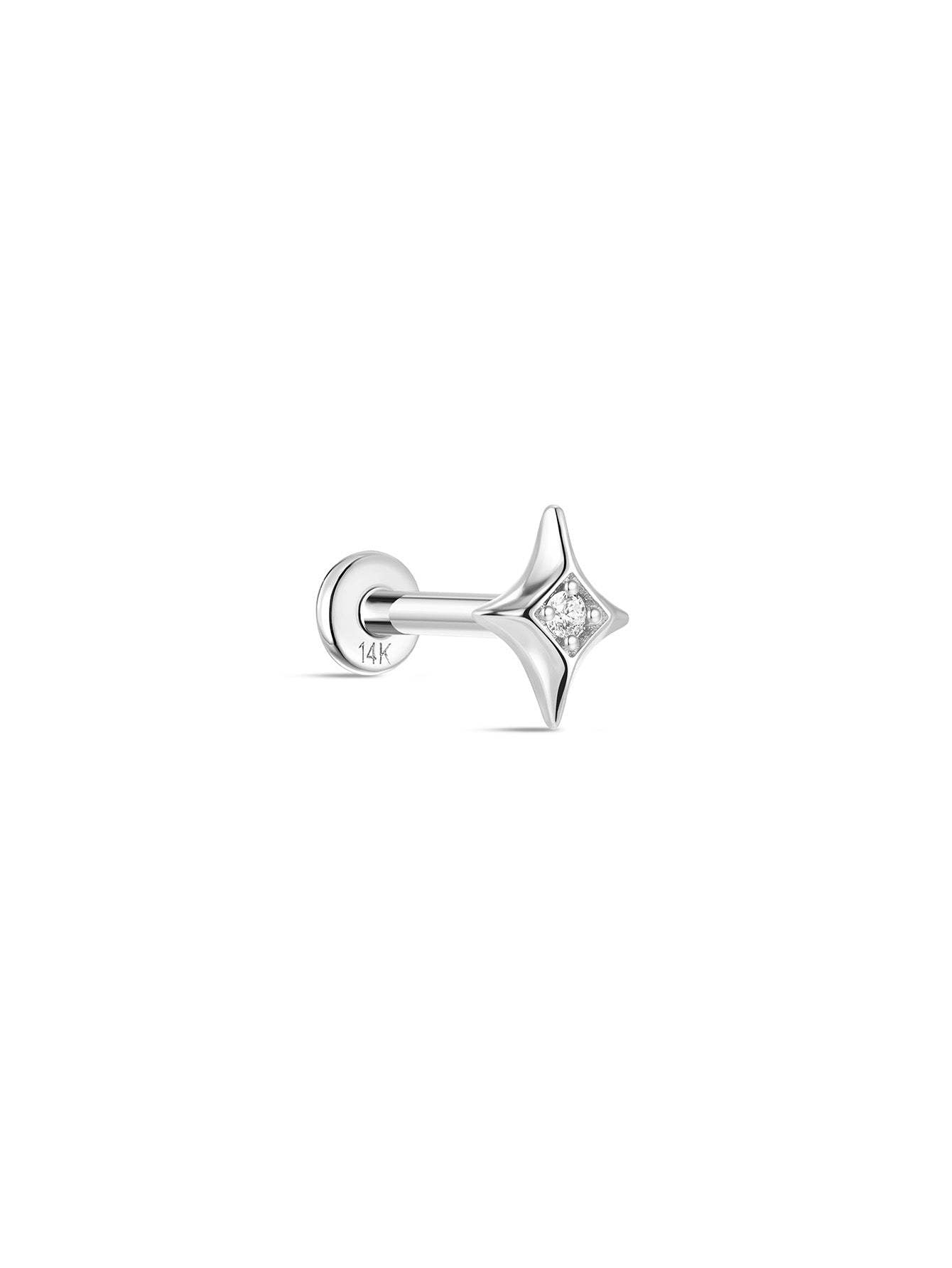 925 Sterling Silver  Sparkly Flare Star Ear Piercing Stud-aurivna
