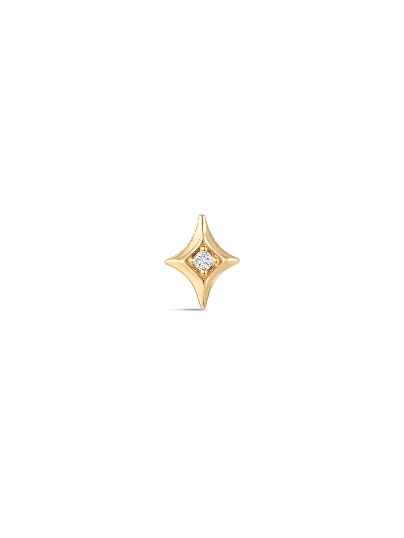 925 Sterling Silver  Sparkly Flare Star Ear Piercing Stud-aurivna