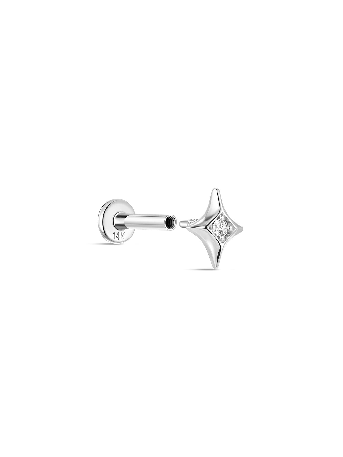 925 Sterling Silver  Sparkly Flare Star Ear Piercing Stud-aurivna
