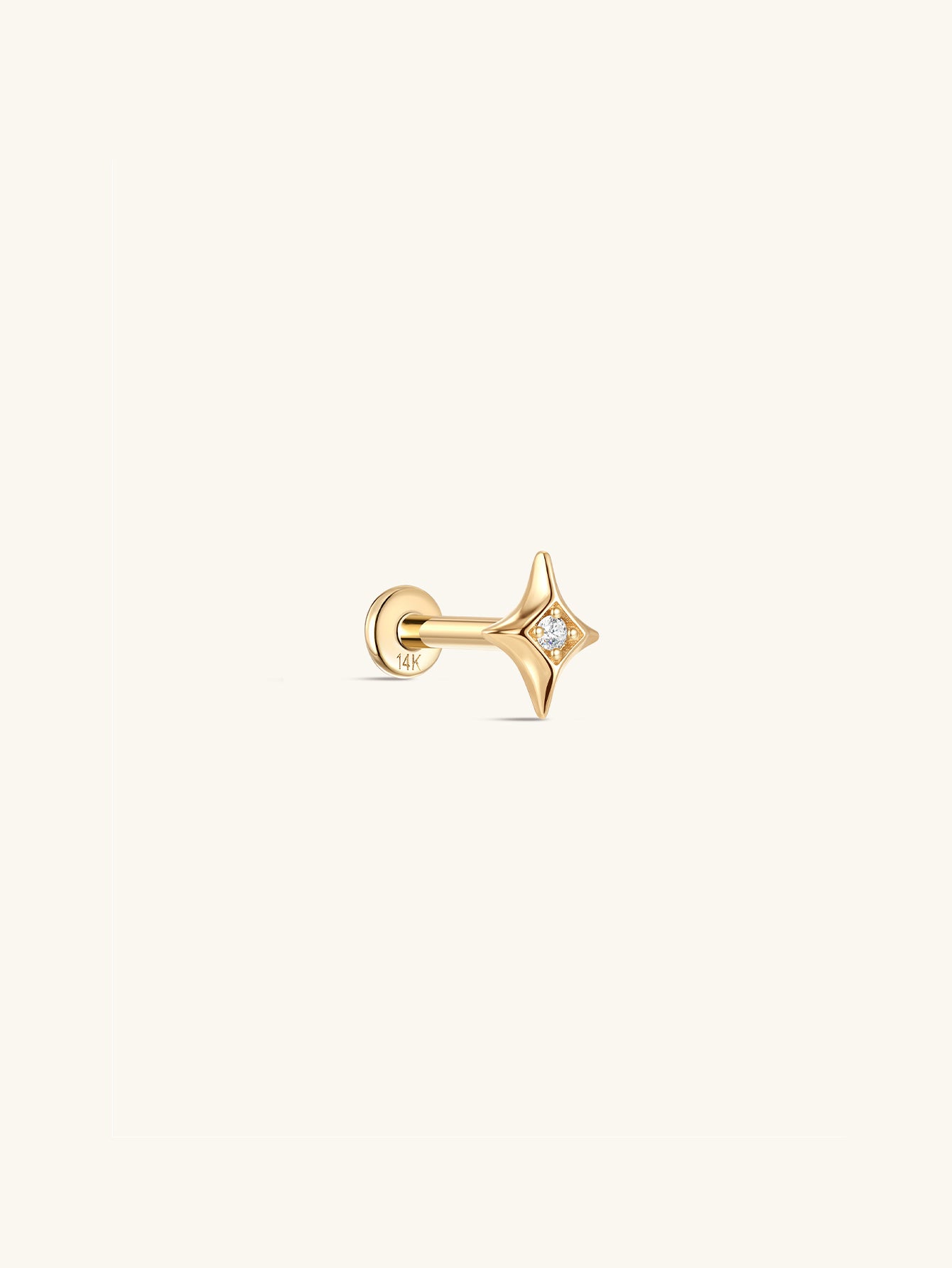 925 Sterling Silver  Sparkly Flare Star Ear Piercing Stud-aurivna