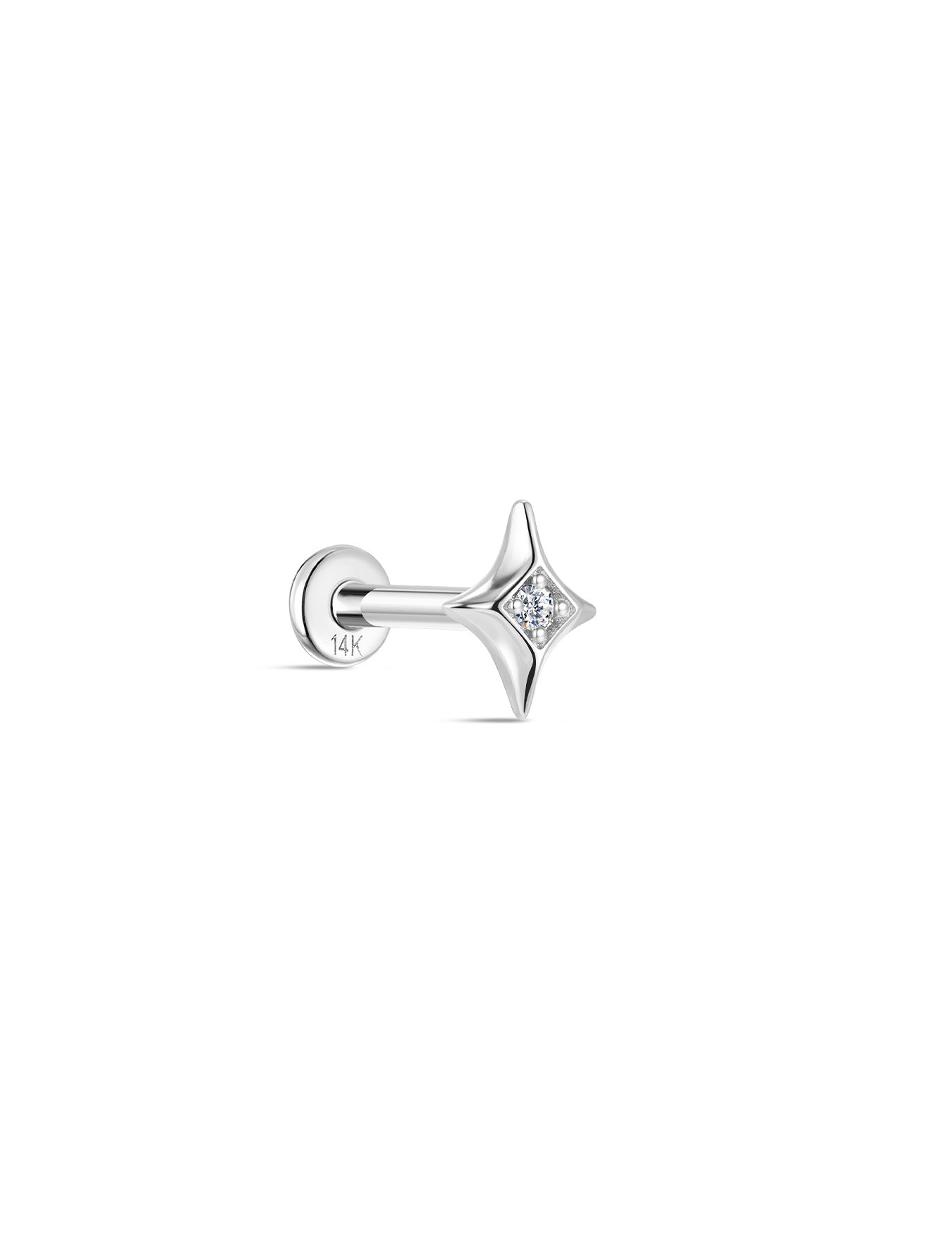925 Sterling Silver  Sparkly Flare Star Ear Piercing Stud-aurivna