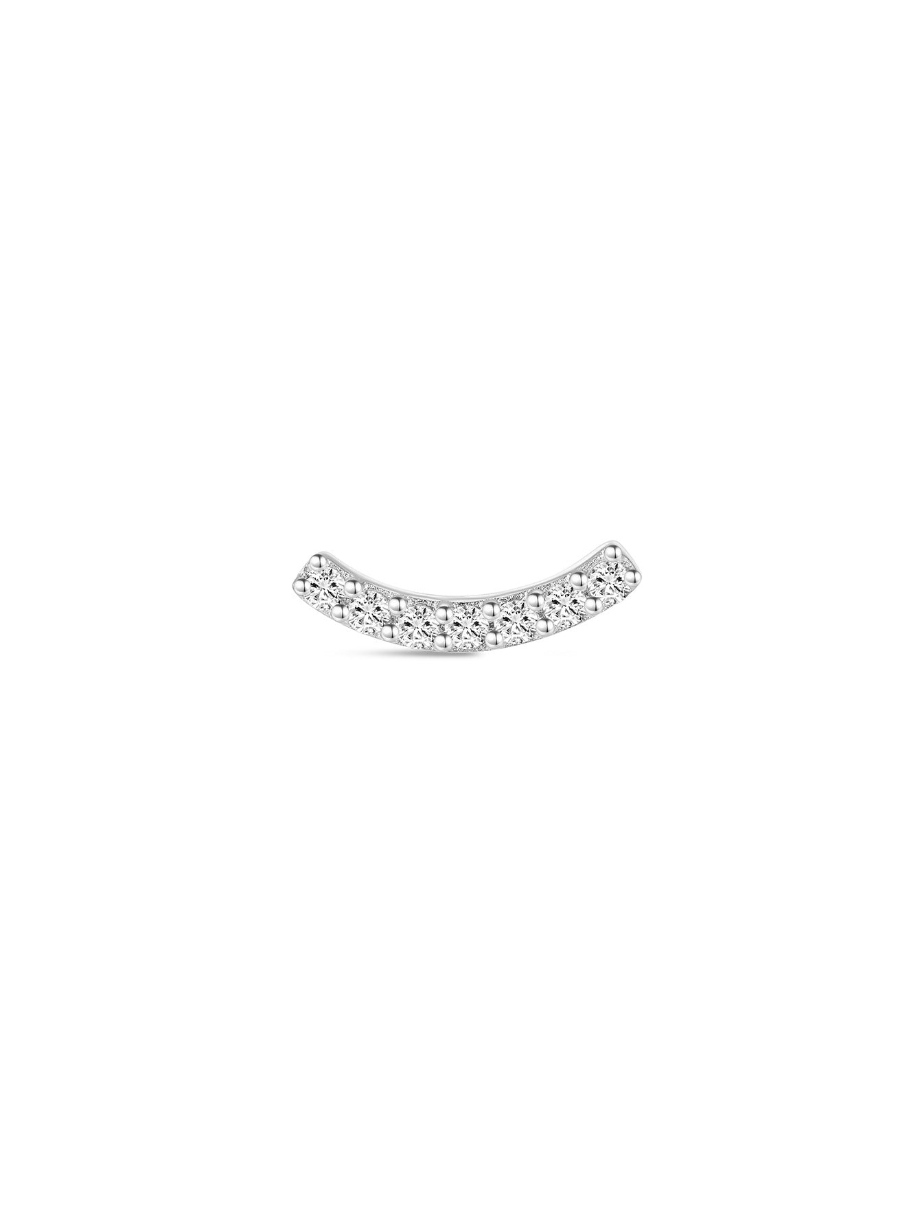 925 Sterling Silver Pave Crescent  Ear Piercing Stud-aurivna