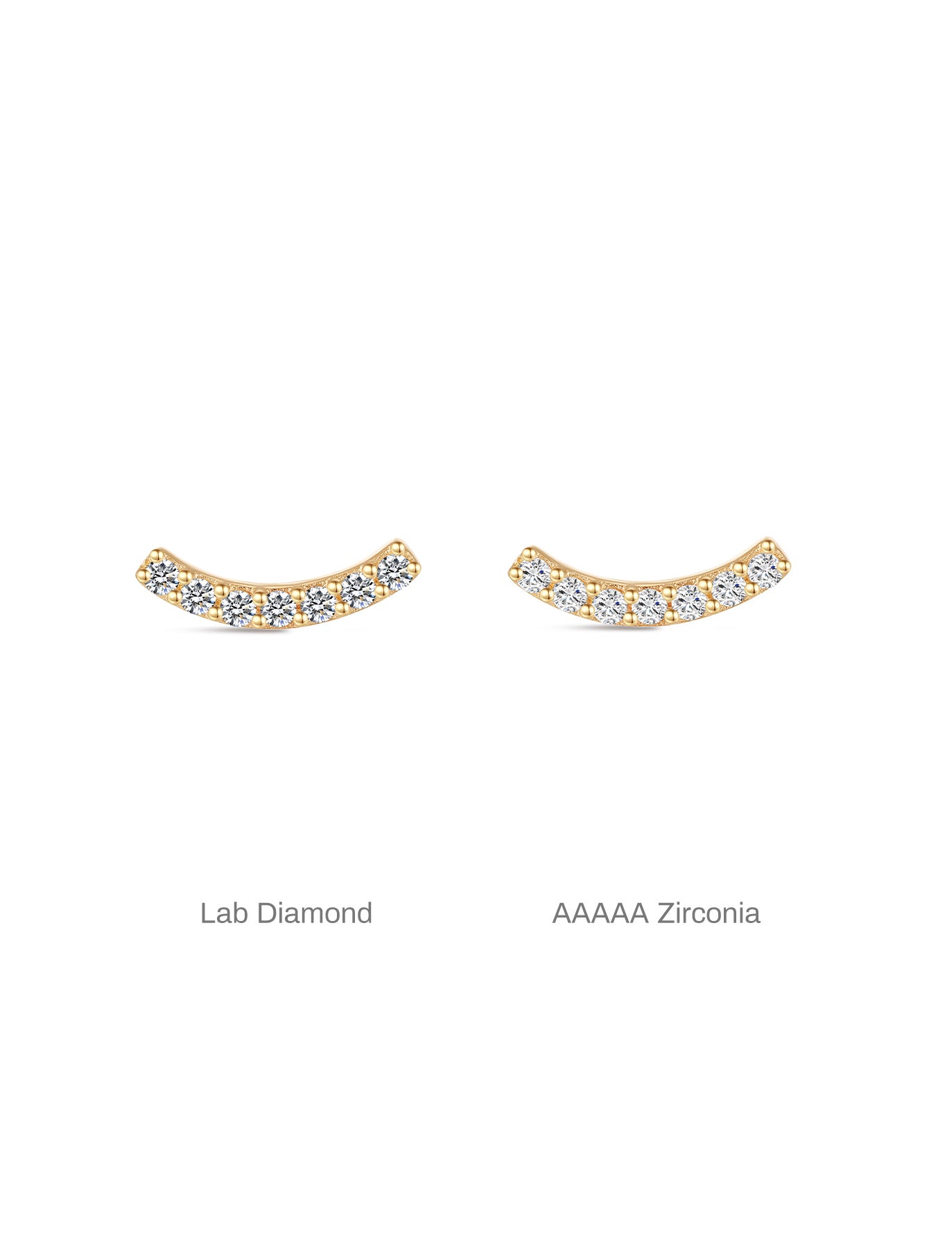 925 Sterling Silver Pave Crescent  Ear Piercing Stud-aurivna