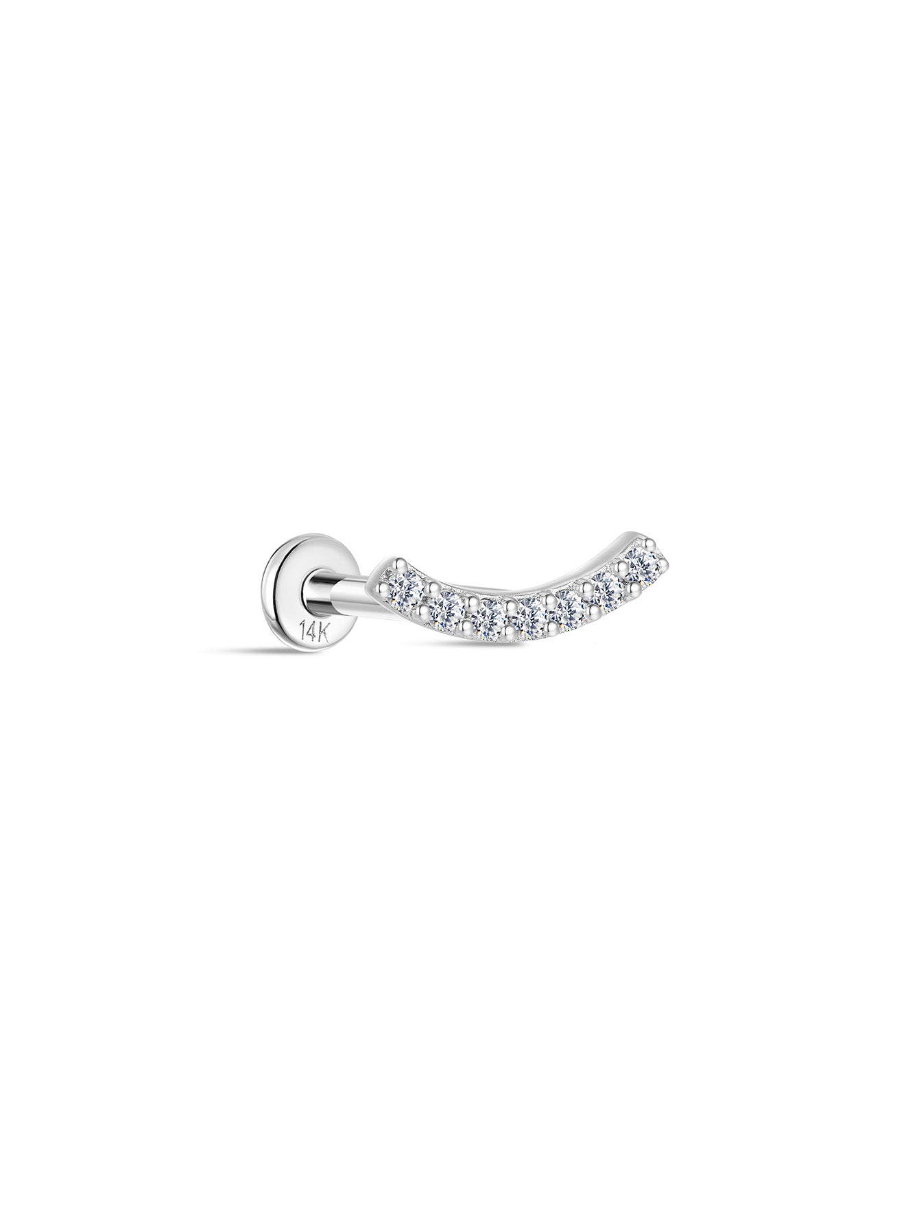 925 Sterling Silver Pave Crescent  Ear Piercing Stud-aurivna