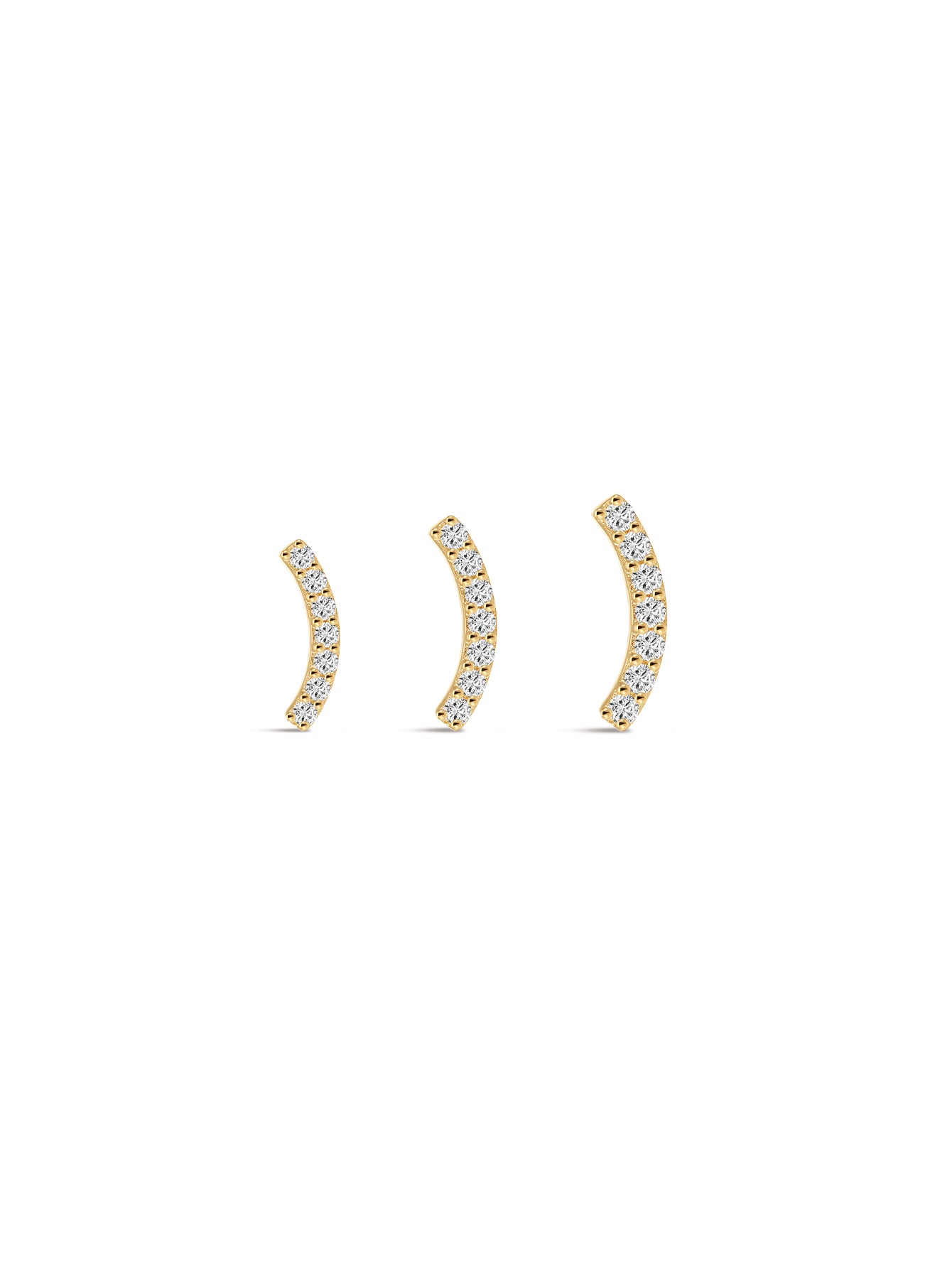 925 Sterling Silver Pave Crescent Ear Piercing Stud-aurivna