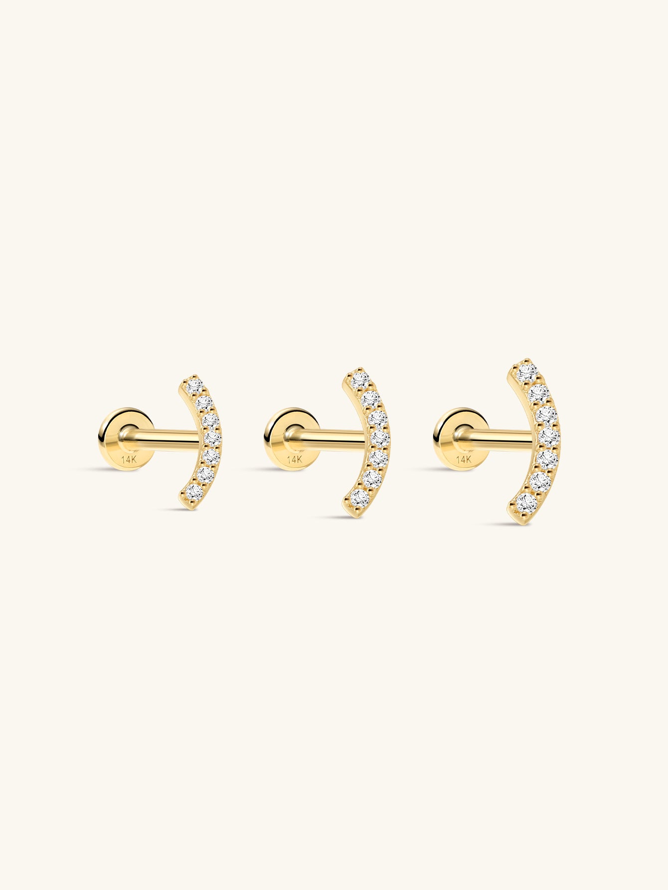 925 Sterling Silver Pave Crescent Ear Piercing Stud-aurivna