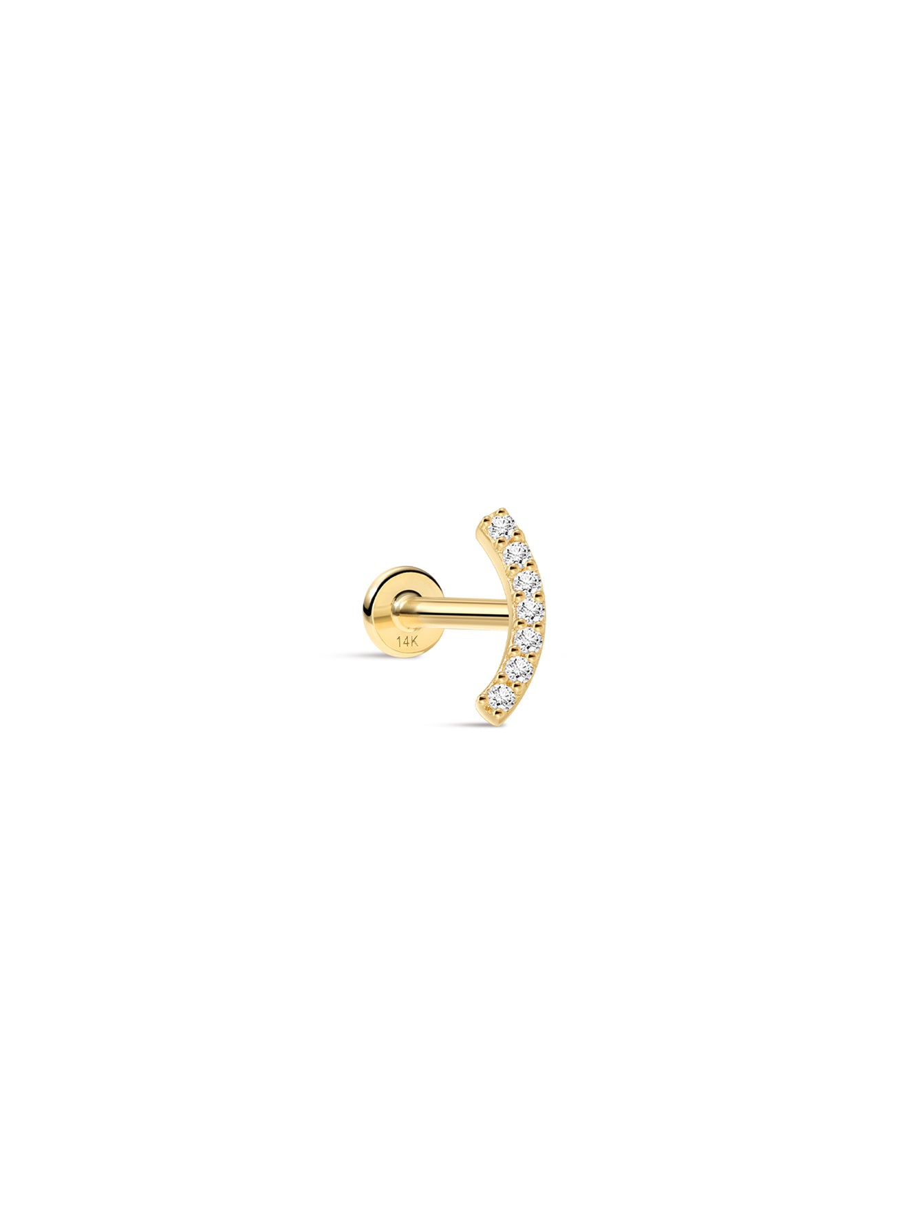925 Sterling Silver Pave Crescent  Ear Piercing Stud-aurivna