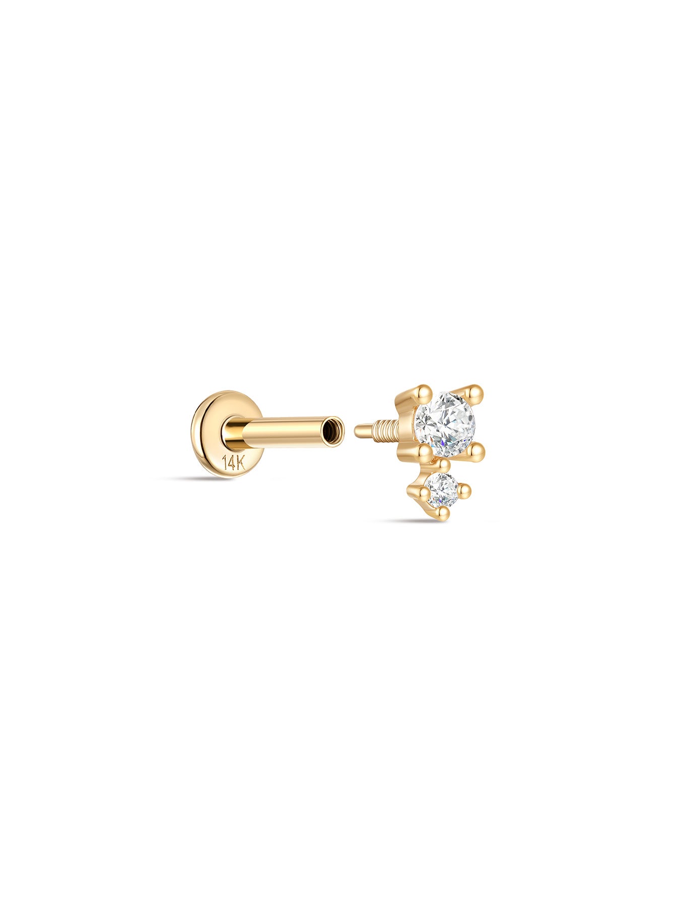 925 Sterling Silver Splicing Zircon Ear Piercing Stud-aurivna