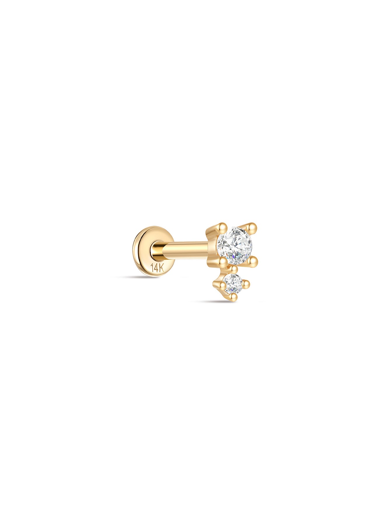 925 Sterling Silver Splicing Zircon Ear Piercing Stud-aurivna