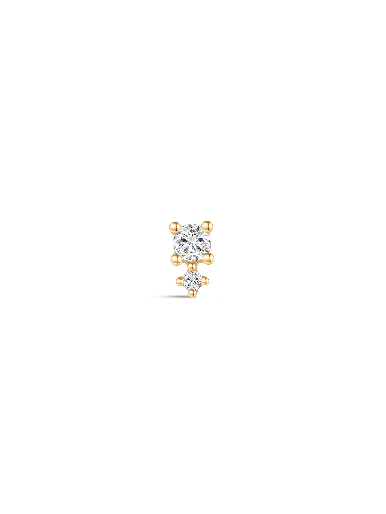 925 Sterling Silver Splicing Zircon Ear Piercing Stud-aurivna