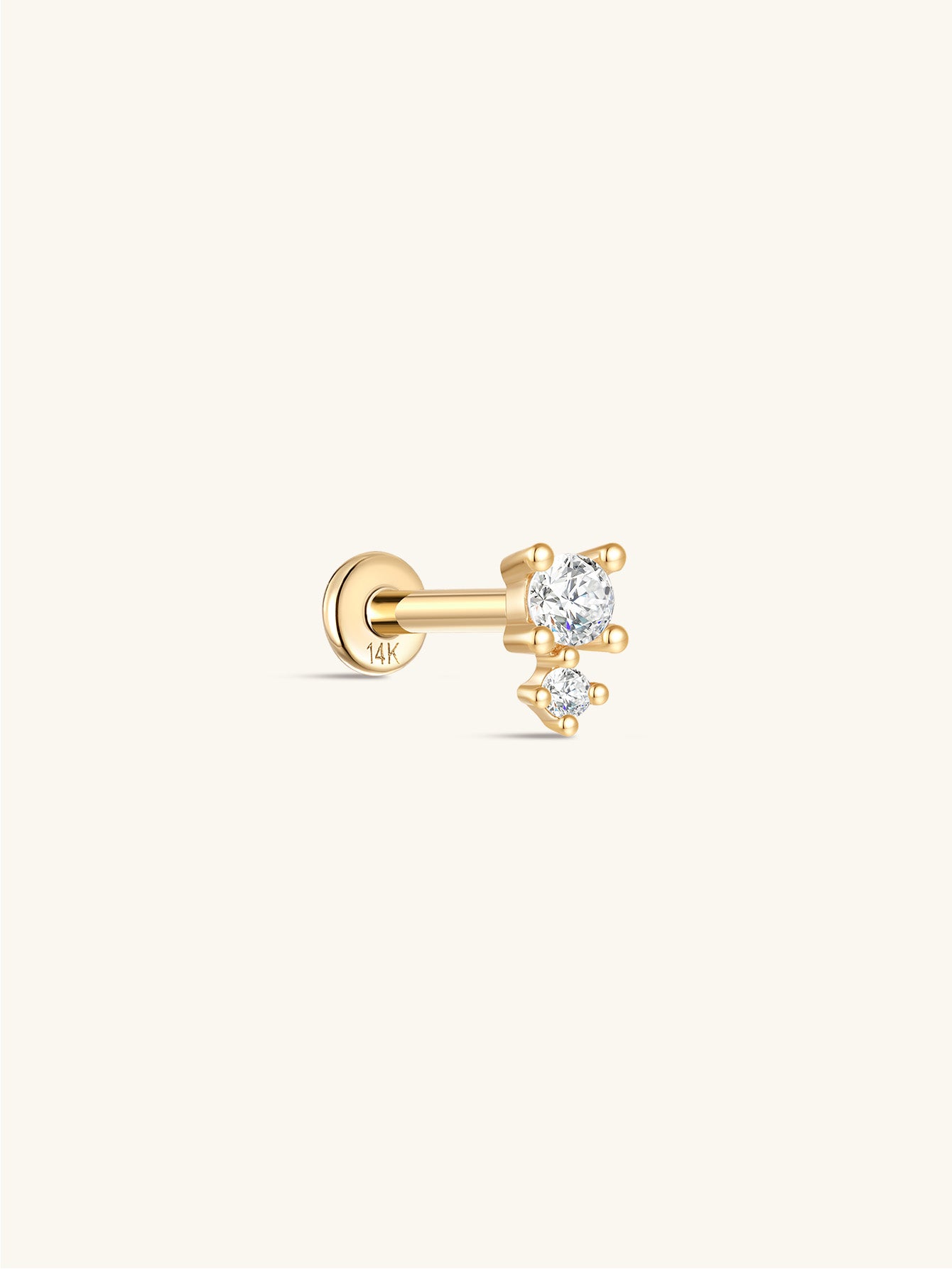 925 Sterling Silver Splicing Zircon Ear Piercing Stud-aurivna