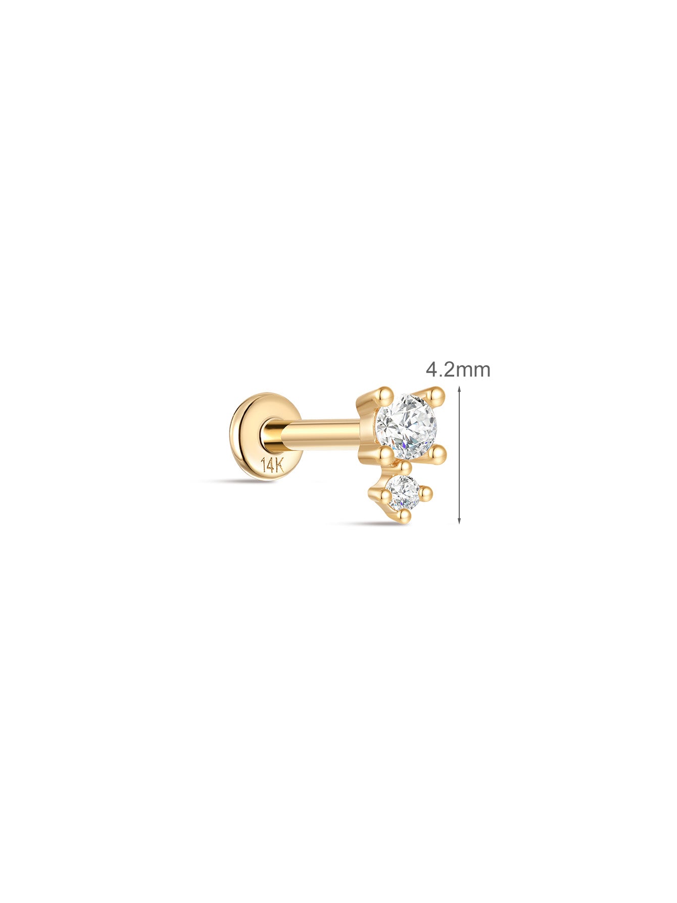 925 Sterling Silver Splicing Zircon Ear Piercing Stud-aurivna