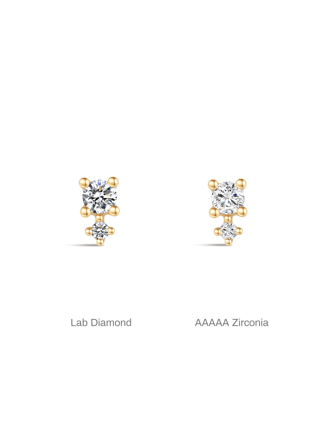 925 Sterling Silver Splicing Zircon Ear Piercing Stud-aurivna