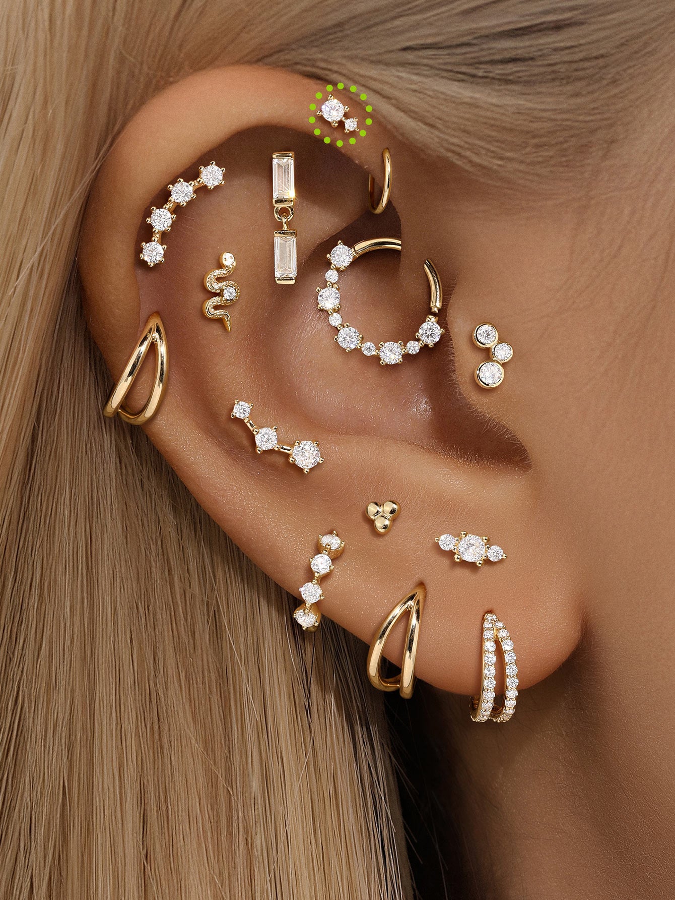 925 Sterling Silver Splicing Zircon Ear Piercing Stud-aurivna