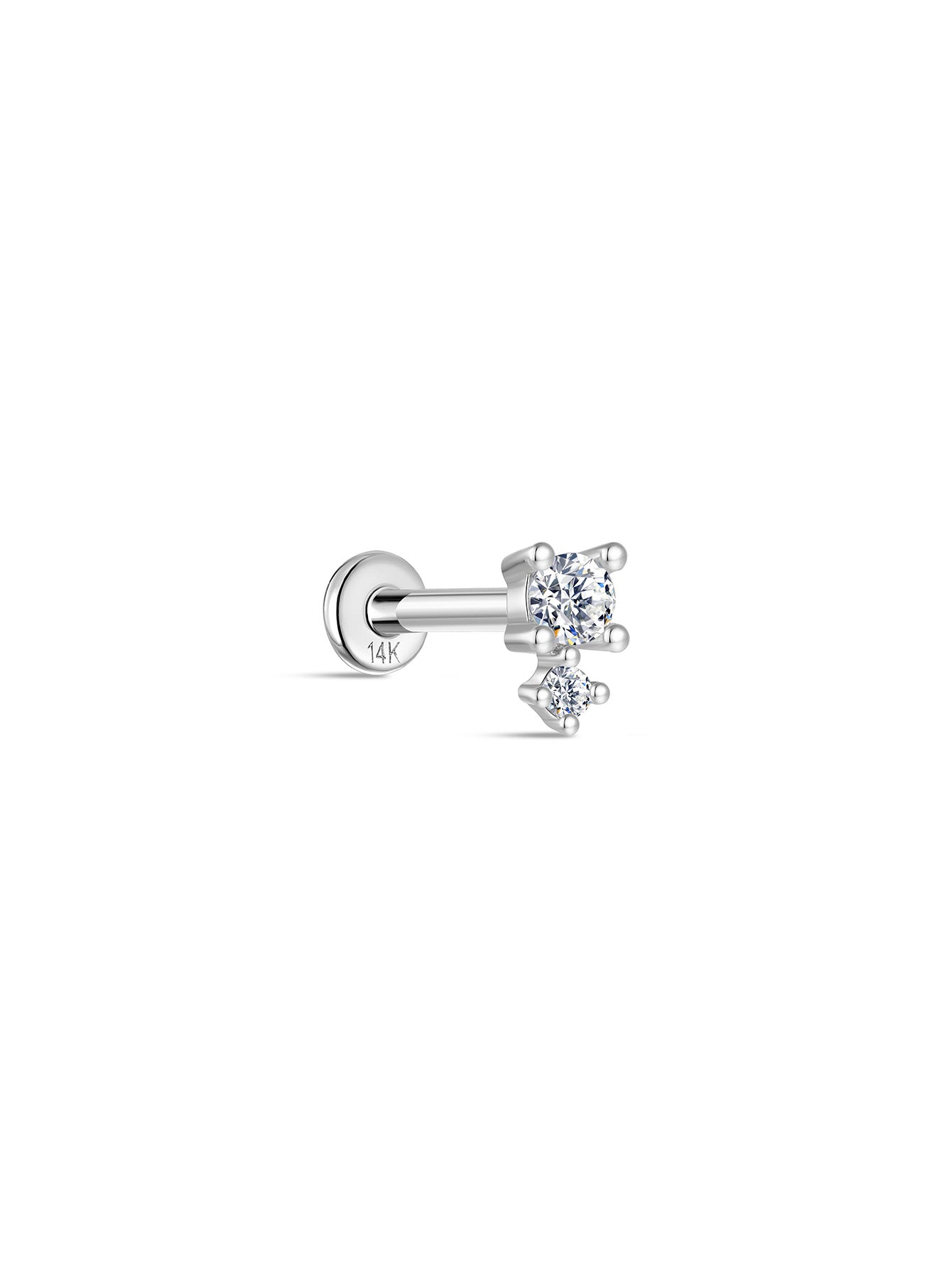 925 Sterling Silver Splicing Zircon Ear Piercing Stud-aurivna