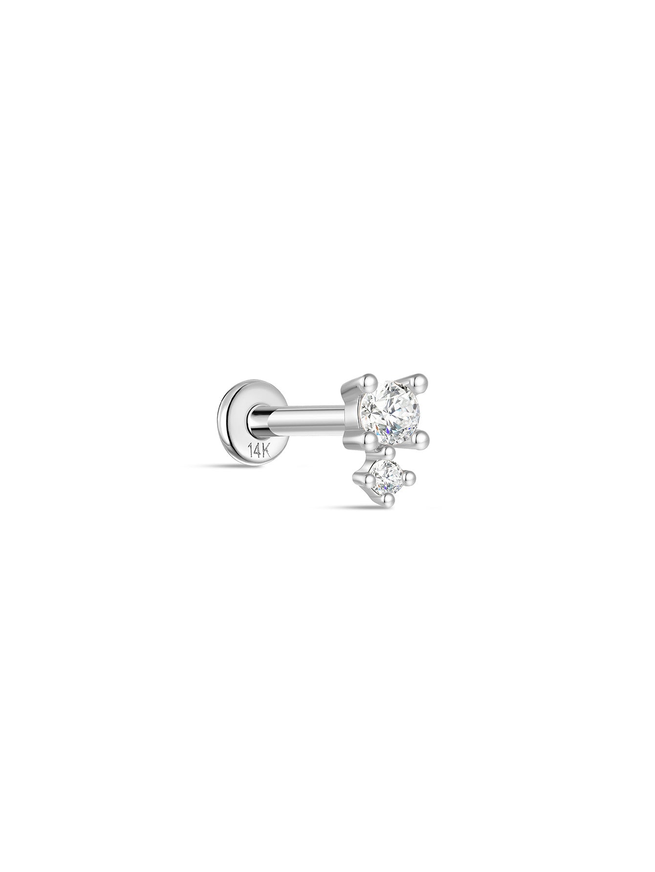 925 Sterling Silver Splicing Zircon Ear Piercing Stud-aurivna