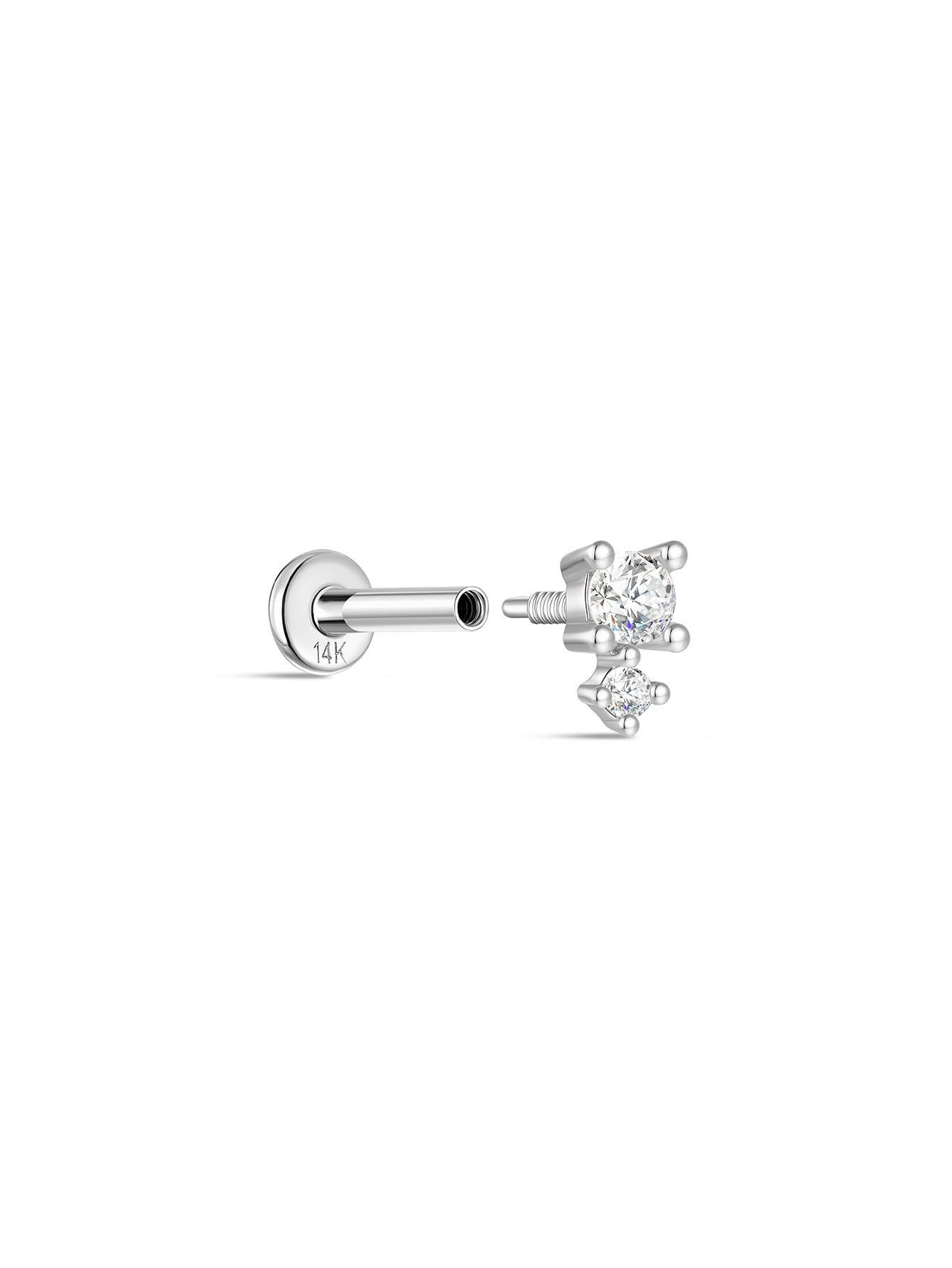 925 Sterling Silver Splicing Zircon Ear Piercing Stud-aurivna
