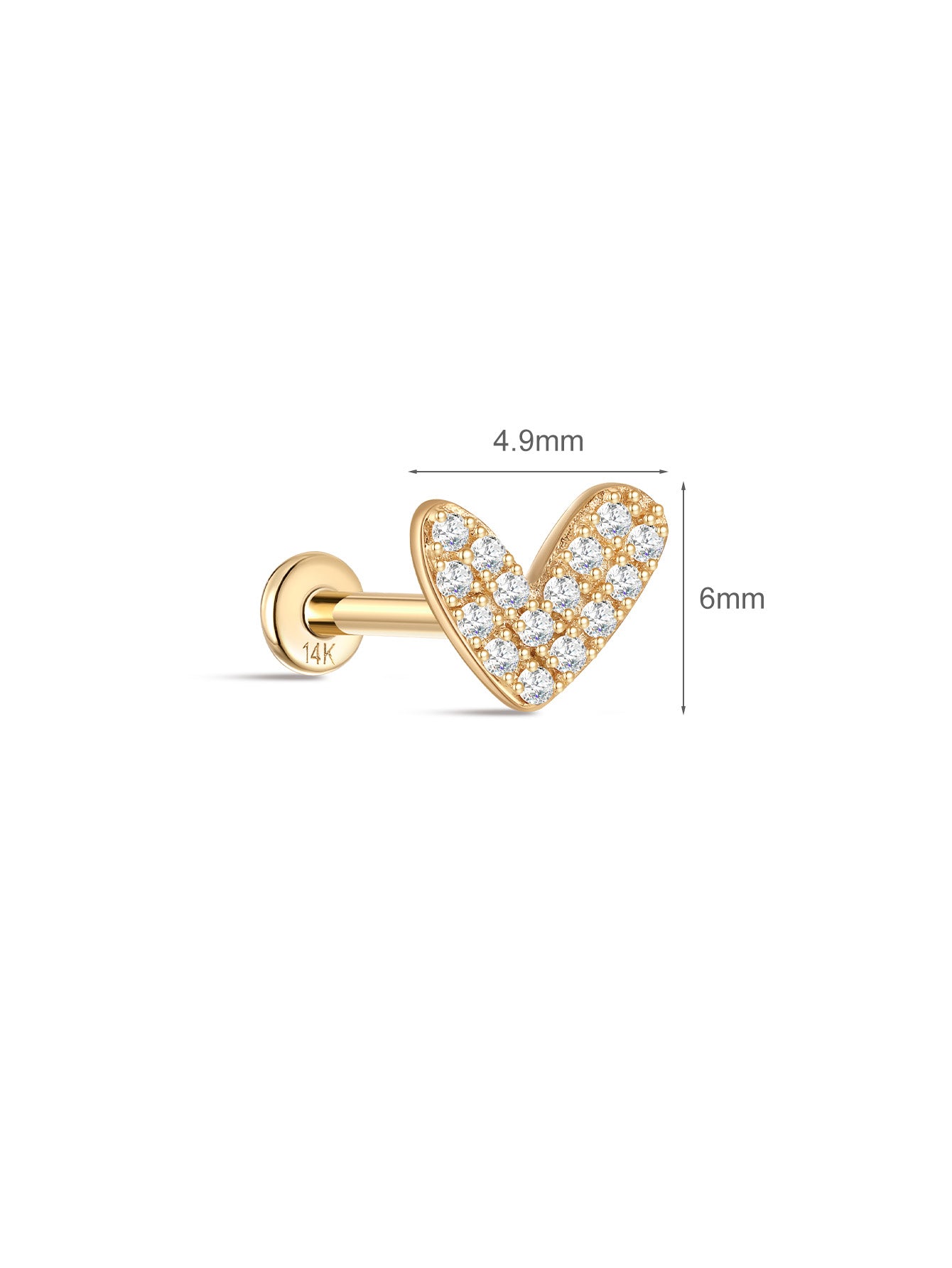 925 Sterling Silver Love Me Zircon Ear Piercing Stud-aurivna