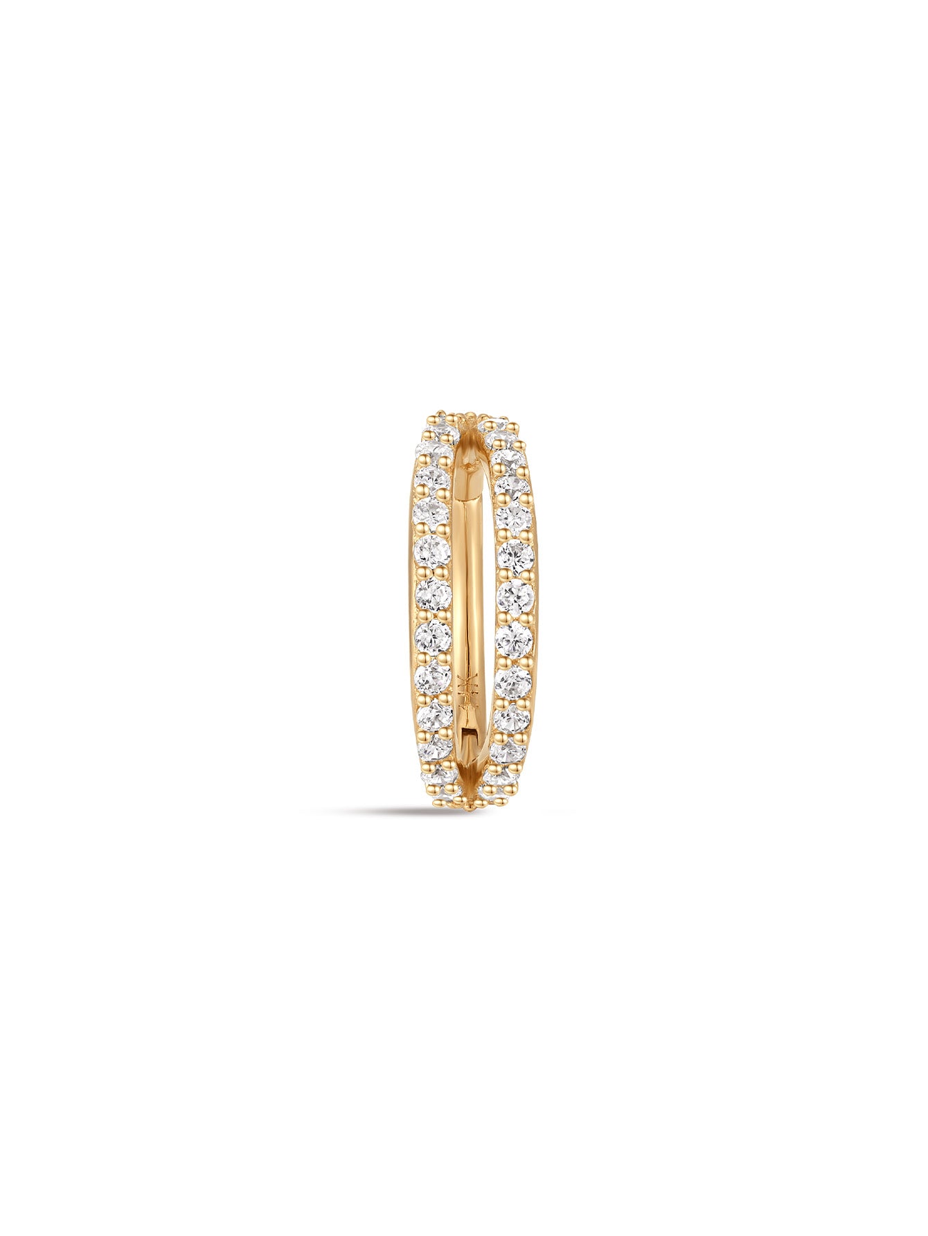 14K Solid Gold Double Layer Full Zircon Huggies Earring-aurivna