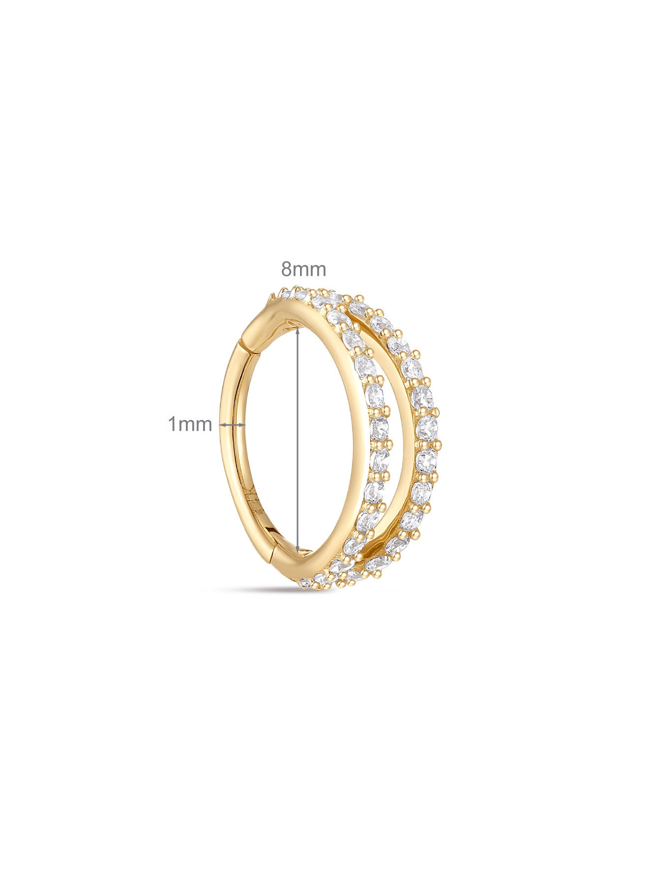 14K Solid Gold Double Layer Full Zircon Huggies Earring-aurivna