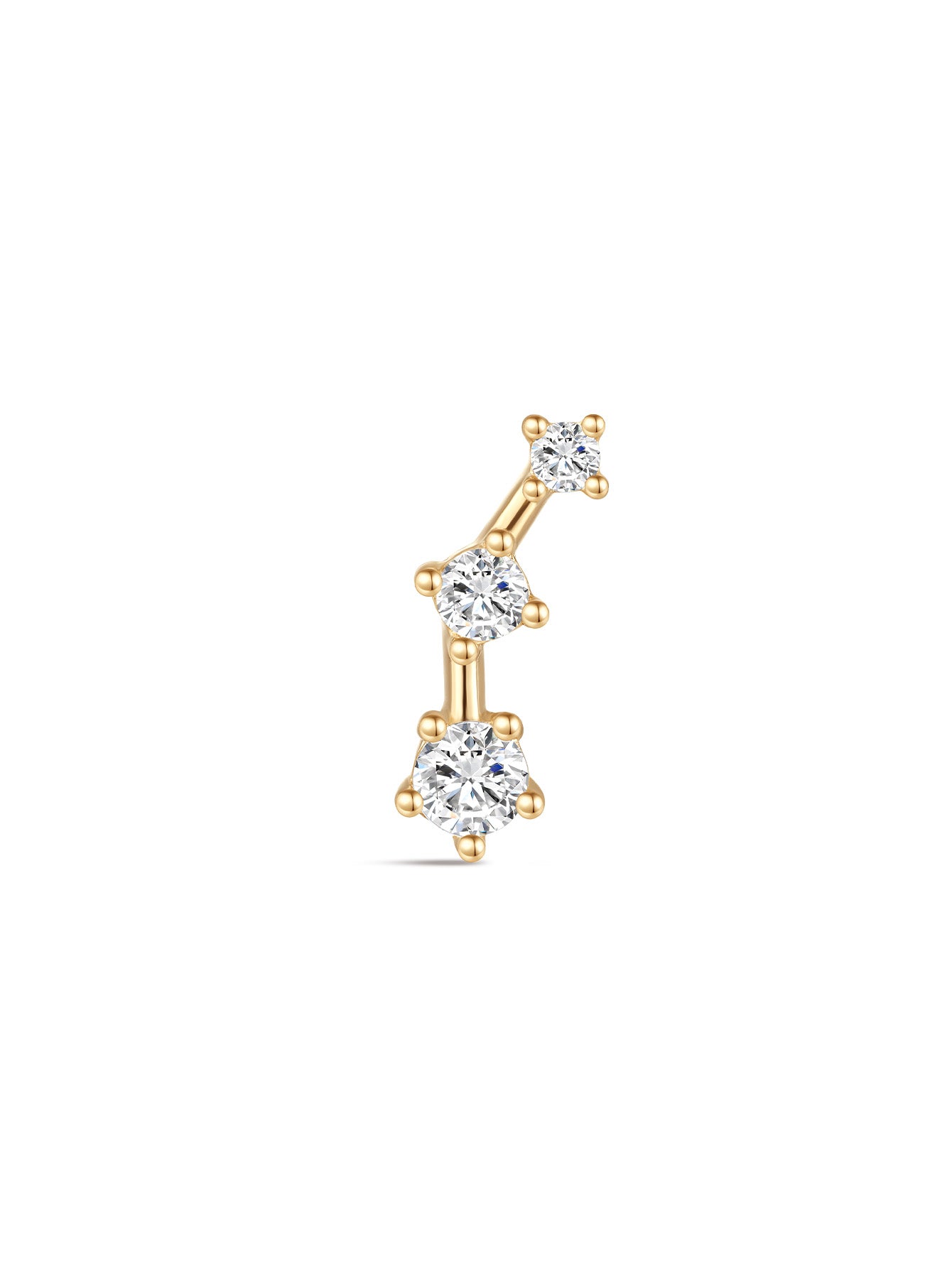 925 Sterling Silver  Shine Star Zircon Ear Piercing Stud-aurivna