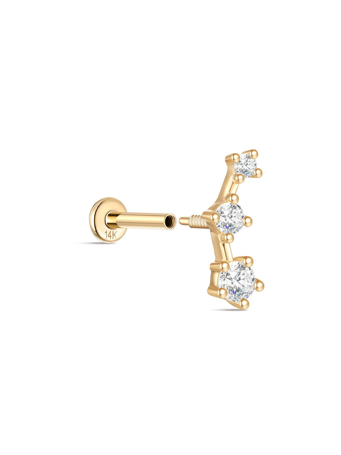 925 Sterling Silver  Shine Star Zircon Ear Piercing Stud-aurivna