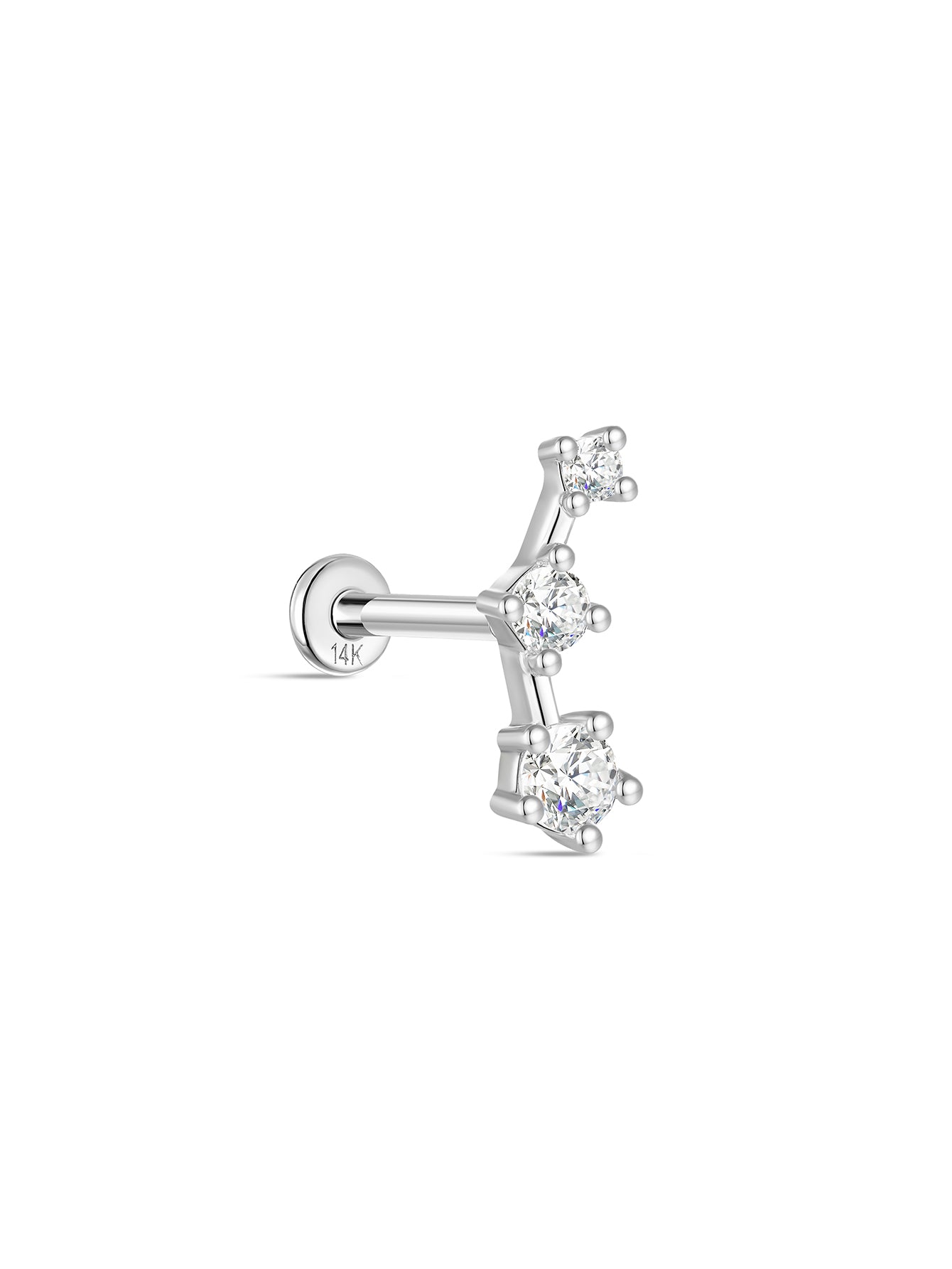 925 Sterling Silver  Shine Star Zircon Ear Piercing Stud-aurivna