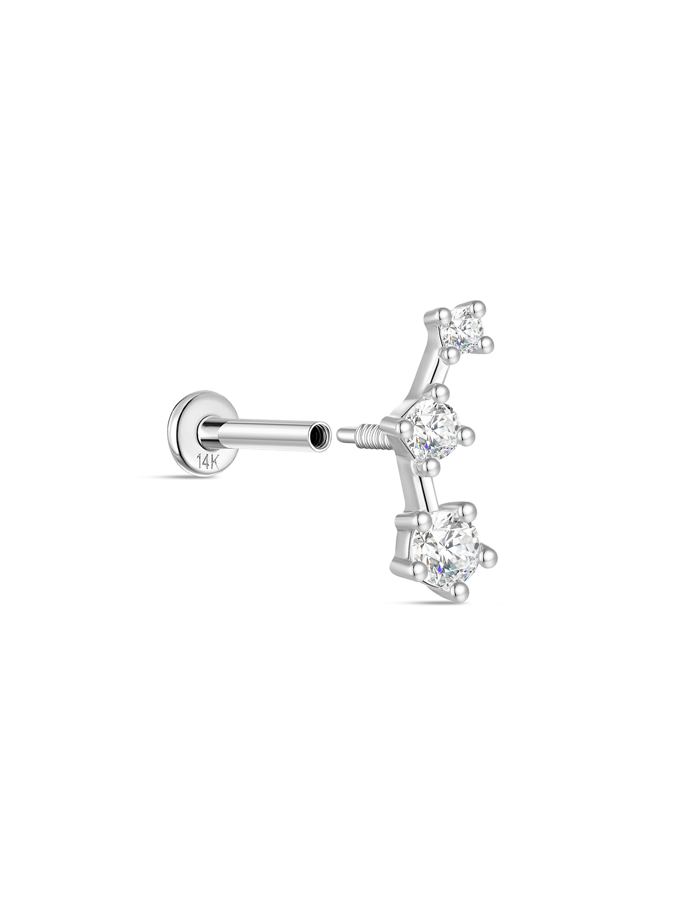 925 Sterling Silver  Shine Star Zircon Ear Piercing Stud-aurivna