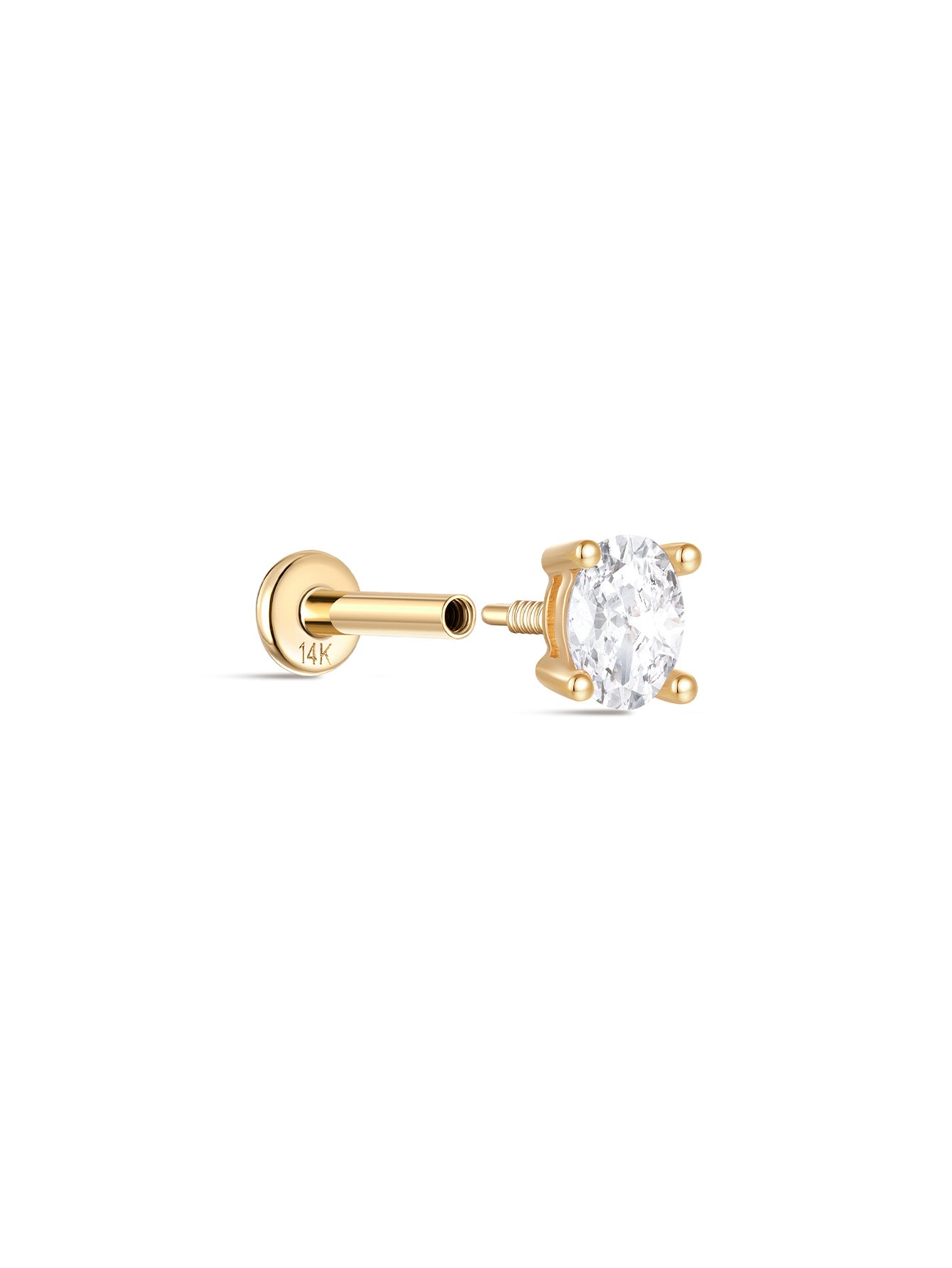 925 Sterling Silver Grey Zircon Ear Piercing Stud 4mm-aurivna