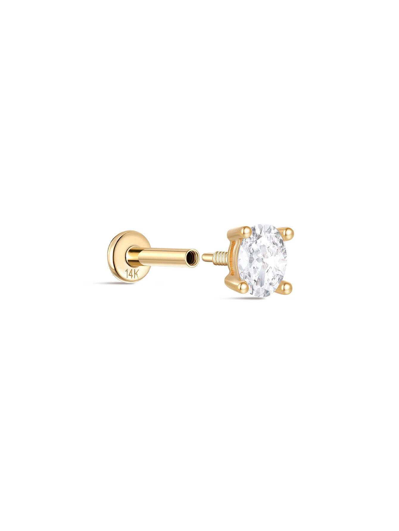 925 Sterling Silver Grey Zircon Ear Piercing Stud 4mm-aurivna