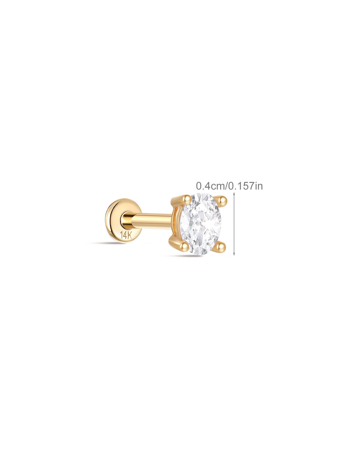 925 Sterling Silver Grey Zircon Ear Piercing Stud 4mm-aurivna