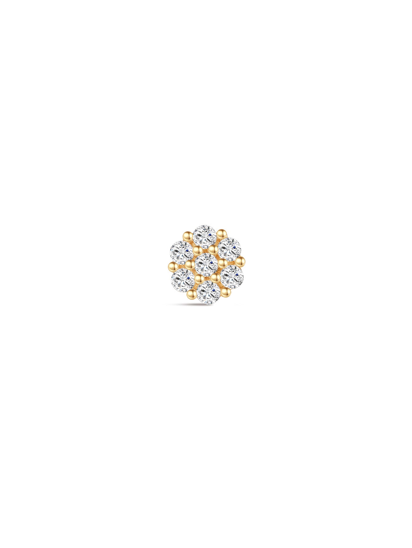 925 Sterling Silver Pave Zircon Disc Ear Piercing Stud-aurivna