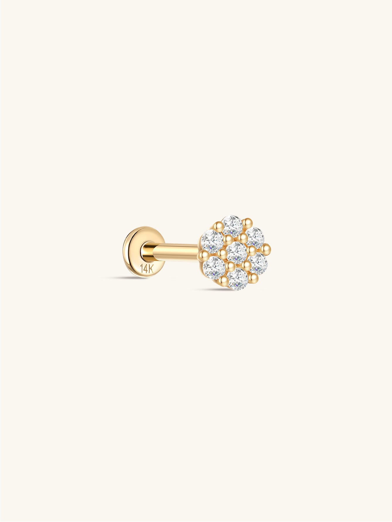 925 Sterling Silver Pave Zircon Disc Ear Piercing Stud-aurivna