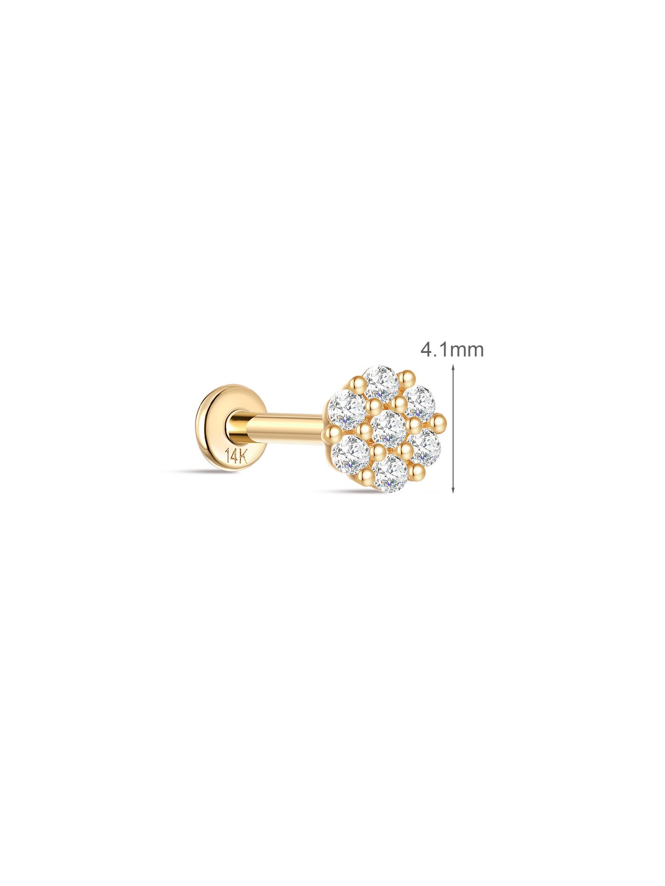 925 Sterling Silver Pave Zircon Disc Ear Piercing Stud-aurivna