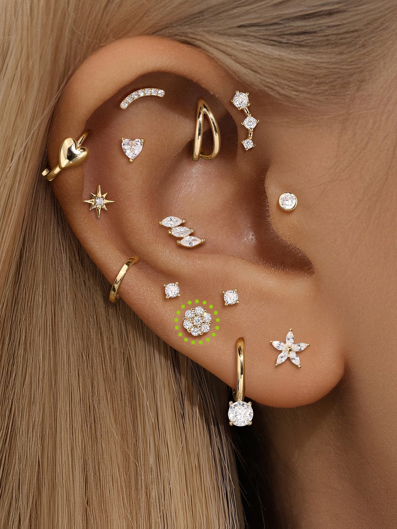 925 Sterling Silver Pave Zircon Disc Ear Piercing Stud-aurivna