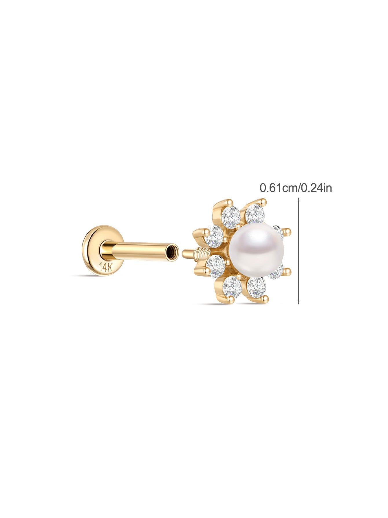 925 Sterling Silver Dazzling Pearl Flower Ear Piercing Stud-aurivna