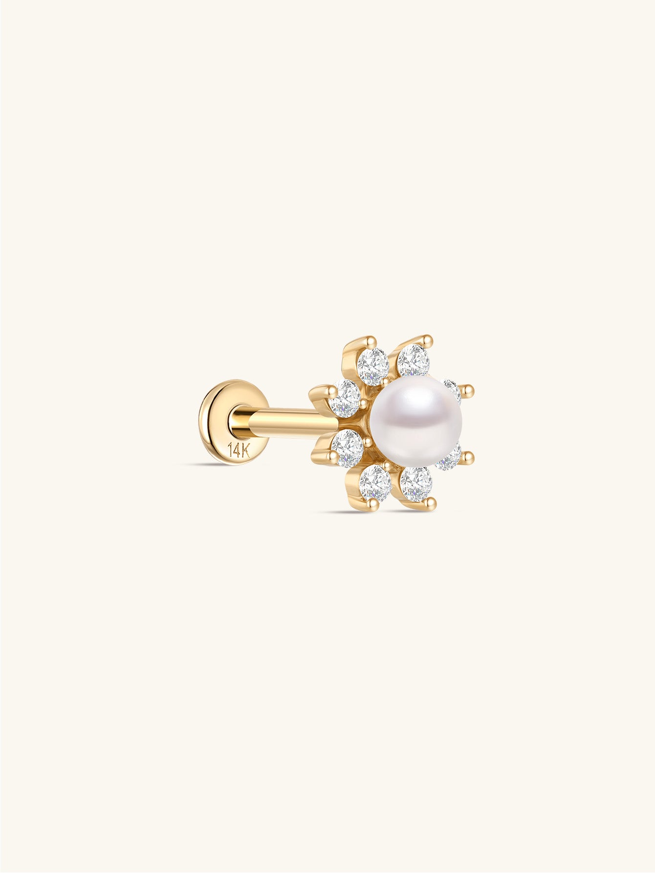 925 Sterling Silver Dazzling Pearl Flower Ear Piercing Stud-aurivna