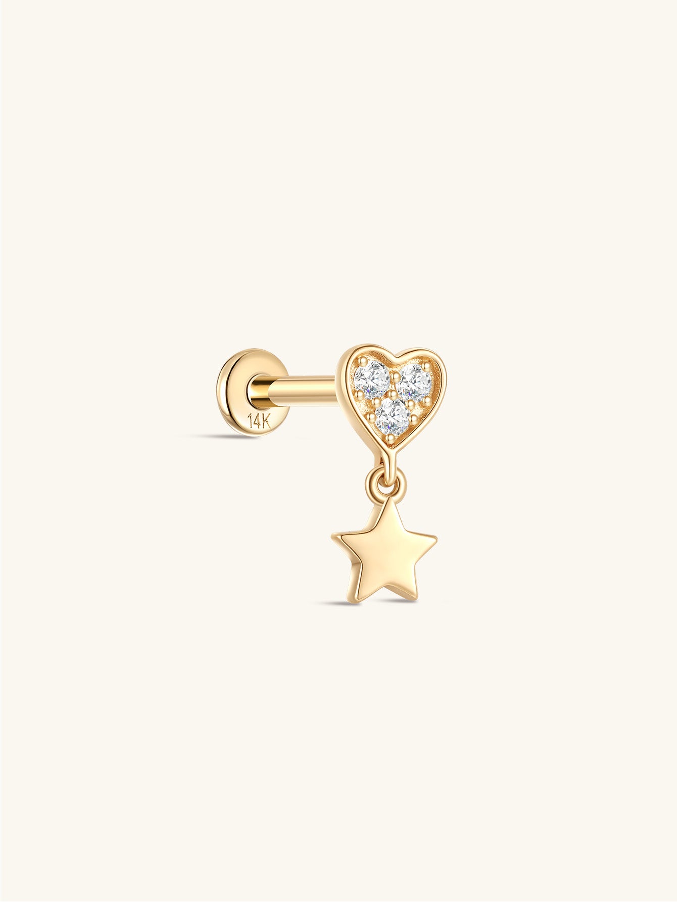 925 Sterling Silver Shining Star Pendant Ear Piercing Stud-aurivna