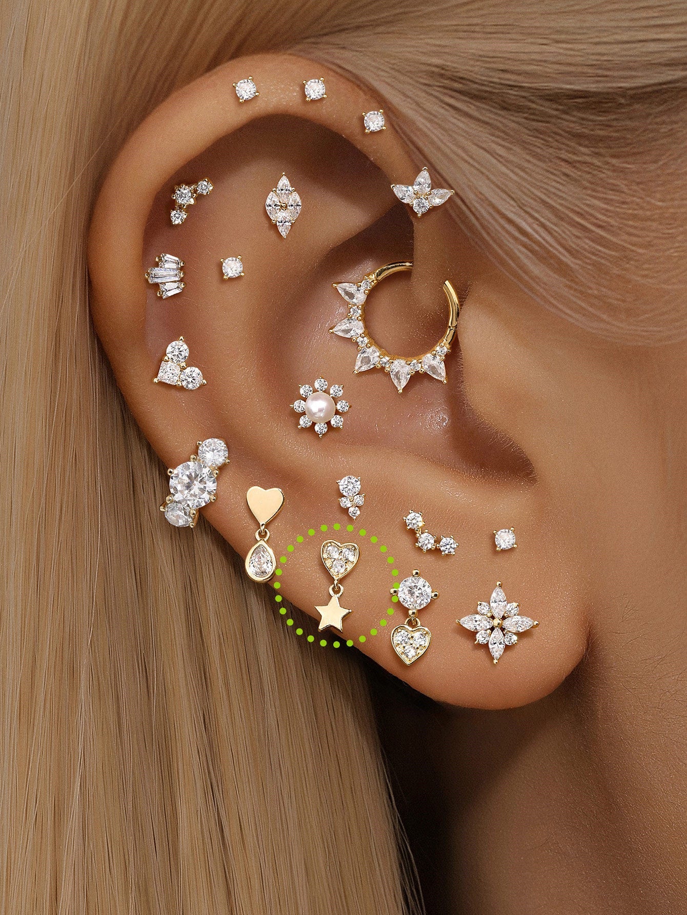 925 Sterling Silver Shining Star Pendant Ear Piercing Stud-aurivna
