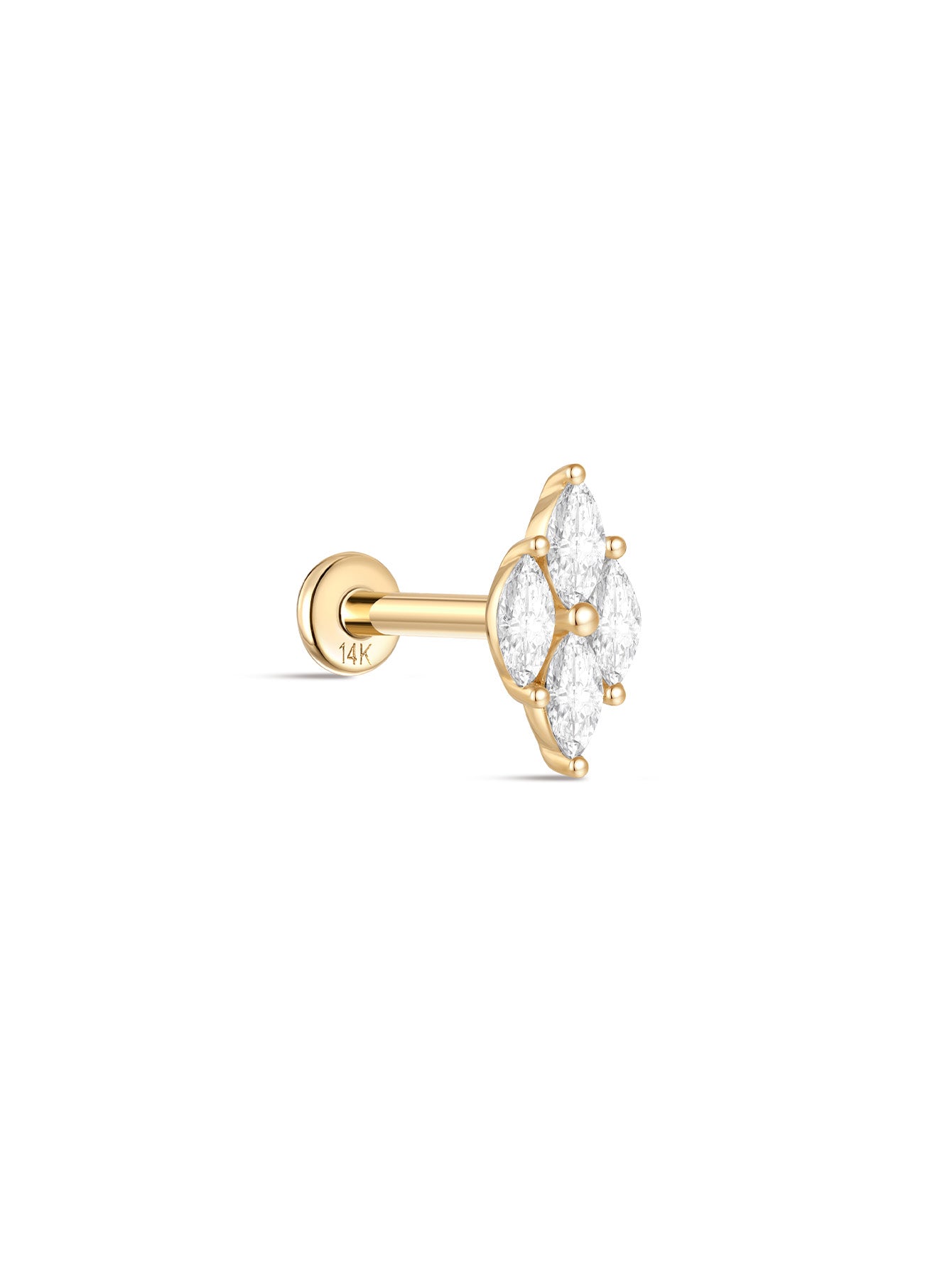 925 Sterling Silver Marquise Zircon Splicing Ear Piercing Stud-aurivna