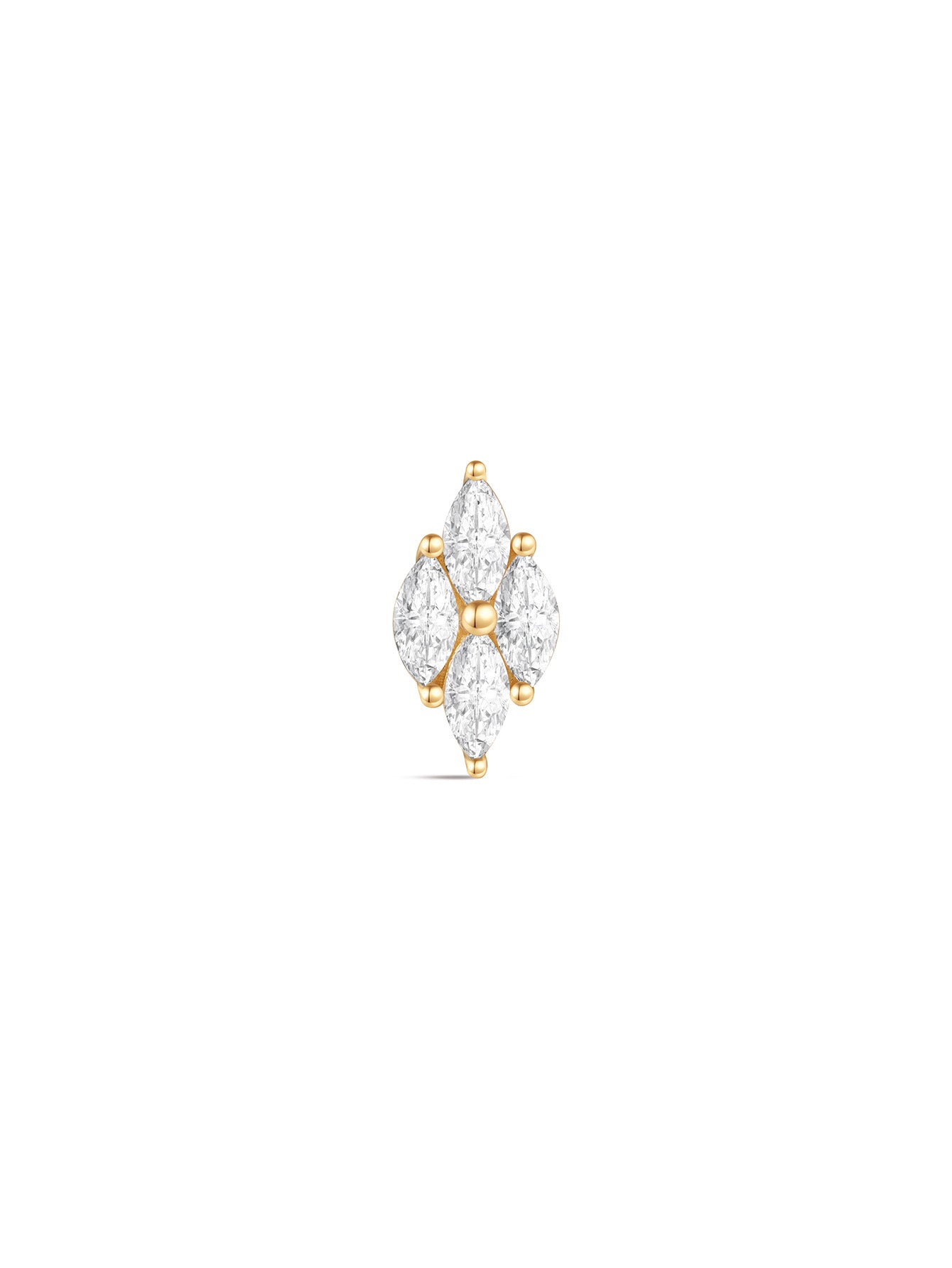 925 Sterling Silver Marquise Zircon Splicing Ear Piercing Stud-aurivna