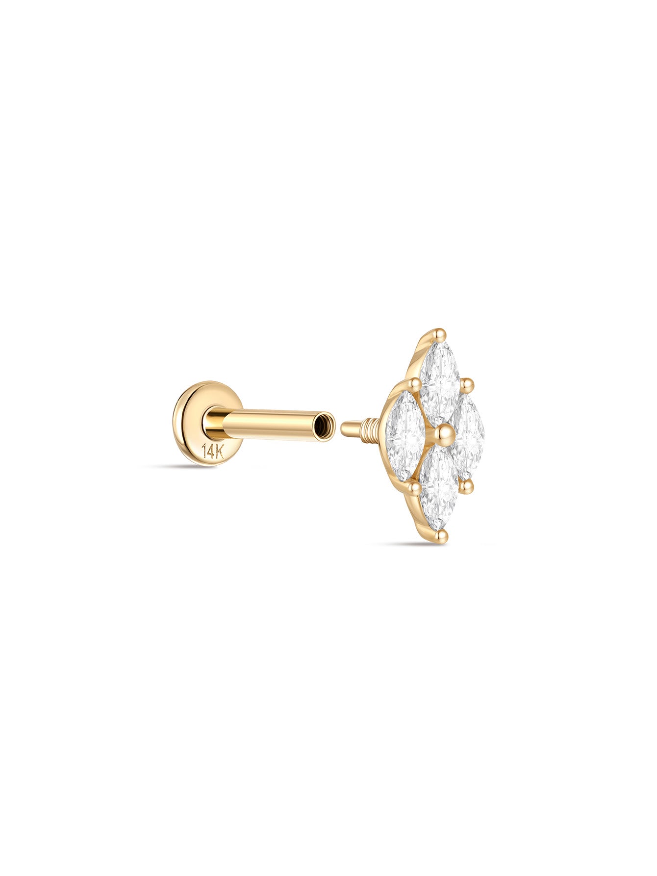 925 Sterling Silver Marquise Zircon Splicing Ear Piercing Stud-aurivna