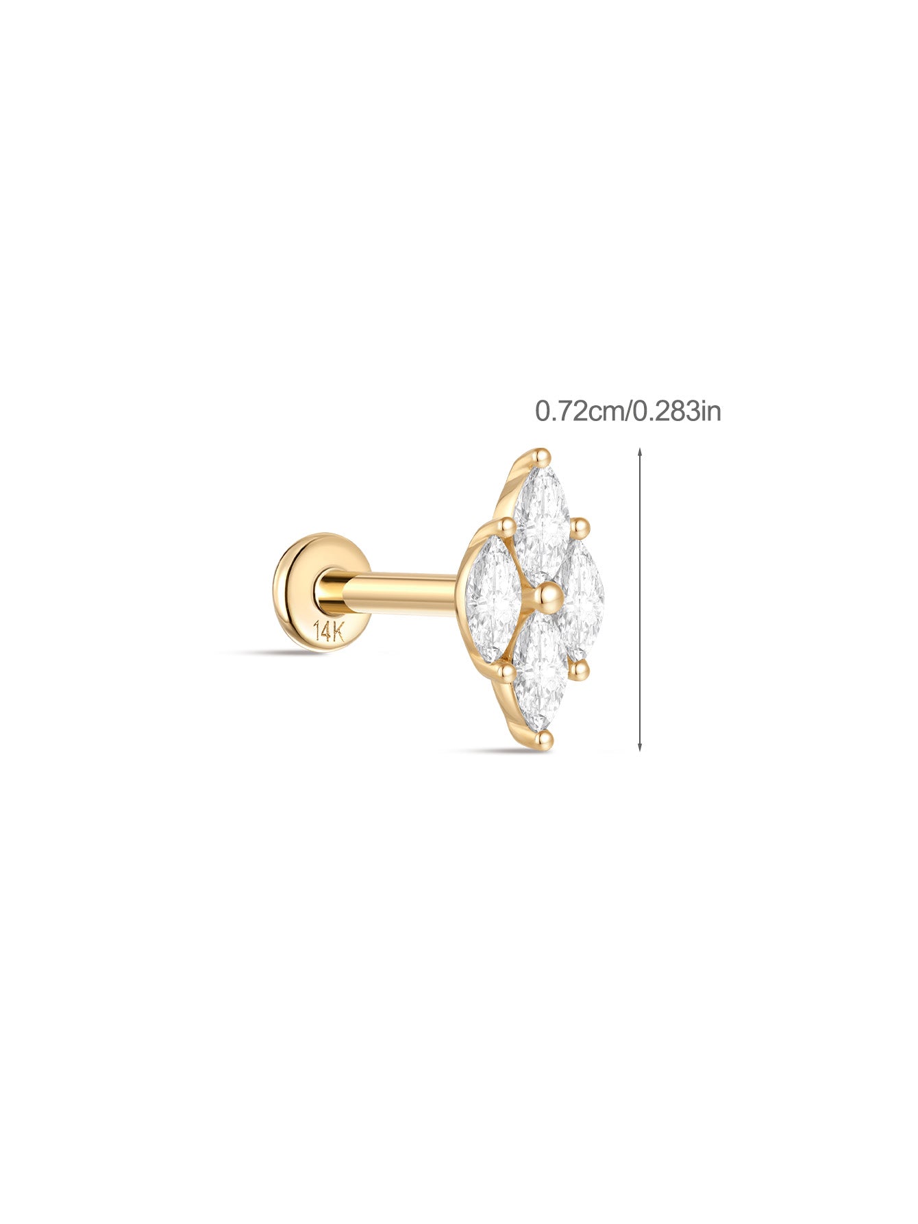 925 Sterling Silver Marquise Zircon Splicing Ear Piercing Stud-aurivna